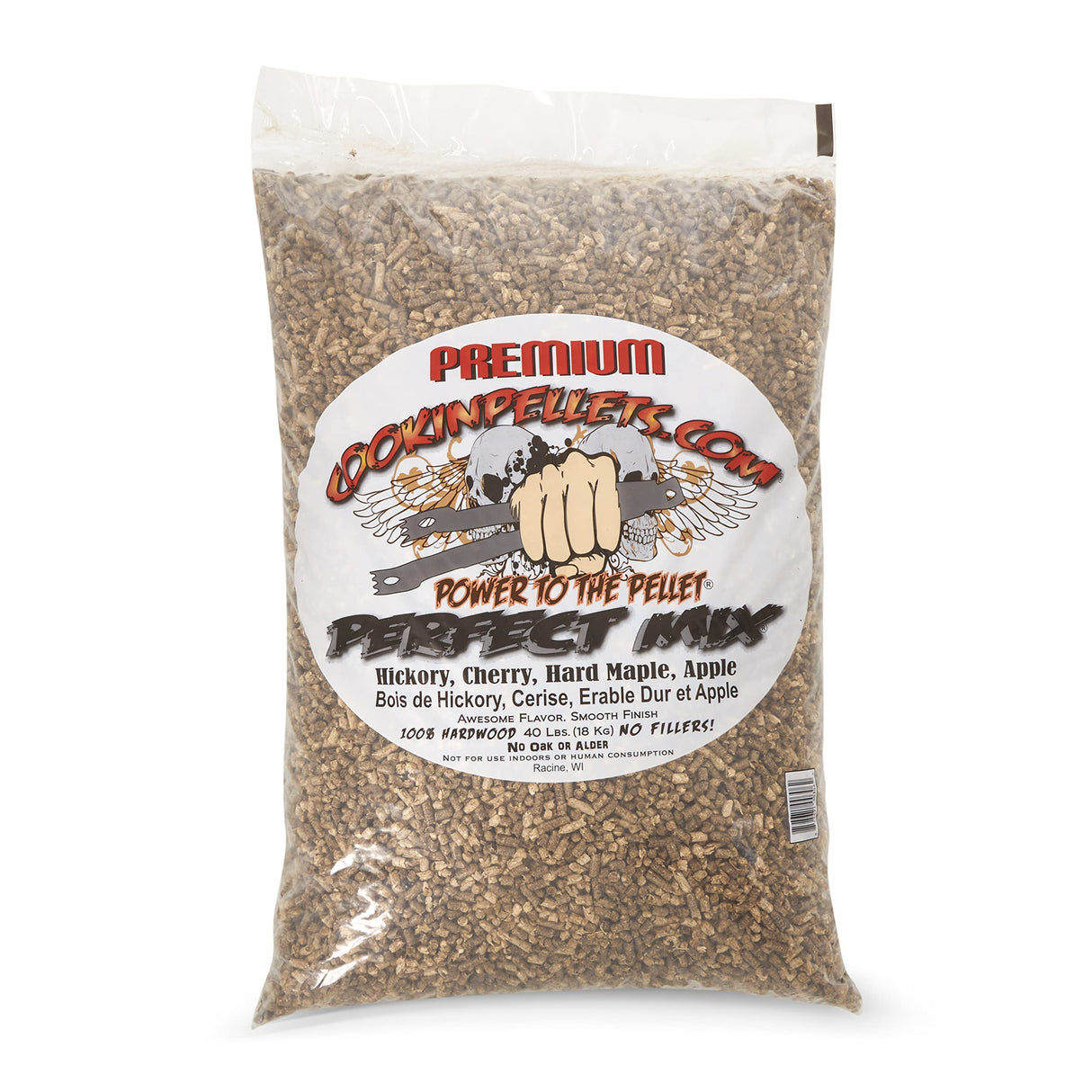 CookinPellets Perfect Mix Natural Hardwood Hickory, Cherry, Hard Maple, and Apple BBQ Grill Wood Pellets for Pellet Grill and Pellet Smoker, 40 Lb Bag CookinPellets