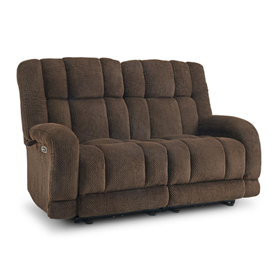 MCombo 64.6" Oversize Power Reclining Loveseat Sofa with Adjustable Headrest, Heat and Vibration, Fabric Electric Loveseat Recliner with USB Charge Ports for Living Room 6855 (Brown)