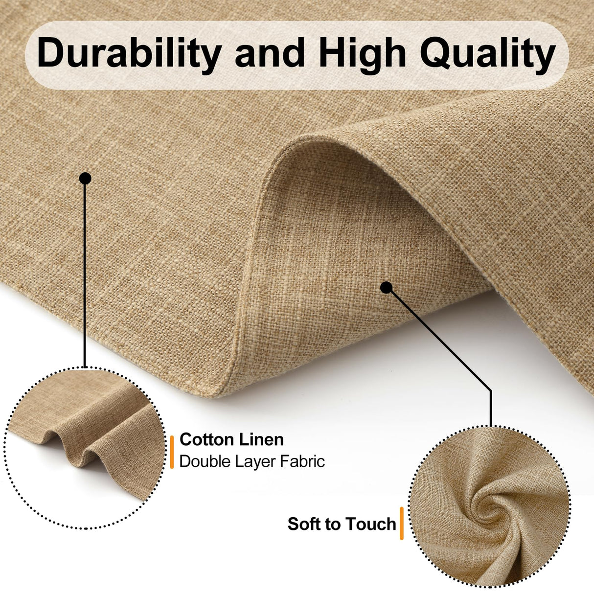 Homaxy Cloths Placemats for Dining Table Set of 6, Heat Resistant Washable Cotton Linen Blend Table Mats, Easy to Clean Place Mats for Indoor Outdoor Party Kitchen Decoration, 13" x 19", Flaxen Homaxy