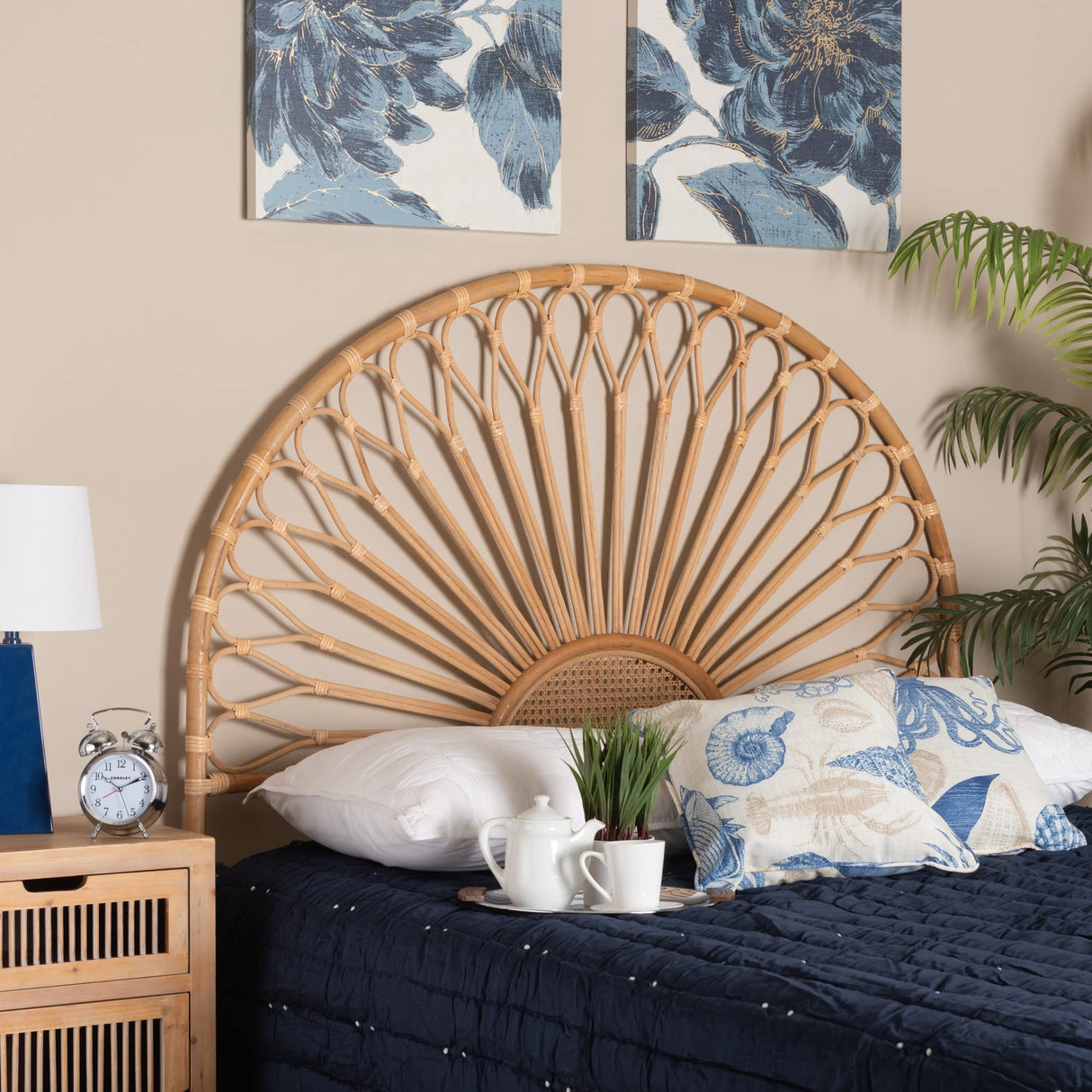bali & pari Perenna Natural Rattan Standalone Headboard, Queen bali & pari