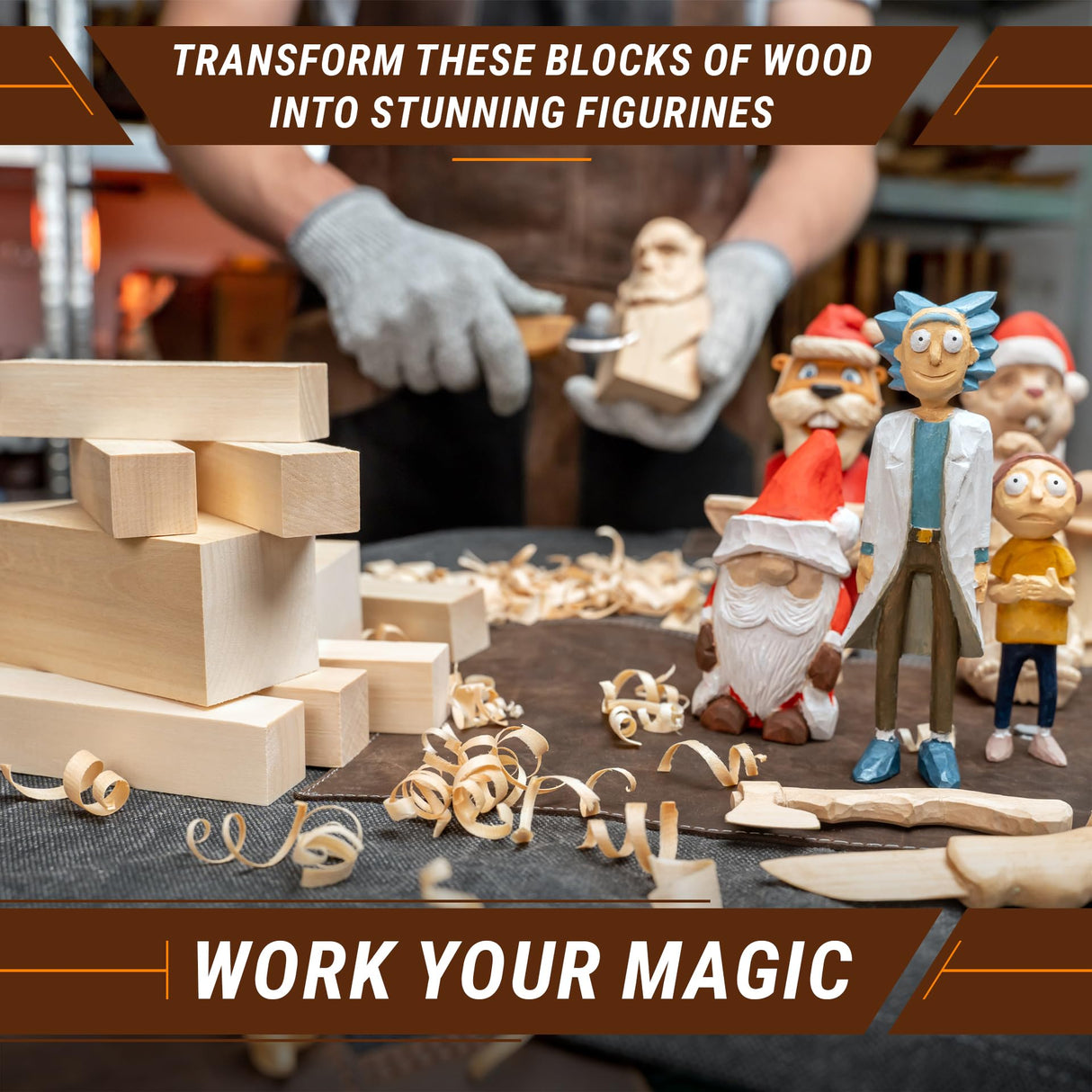 BeaverCraft Basswood Carving Blocks BW20 pcs Large Bass Wood Blocks for Wood Carving Whittling Wood for Carving - Blank Wooden Blocks for Crafts 6"х2" Carving Wood Kit - Soft Unfinished Wood BeaverCraft