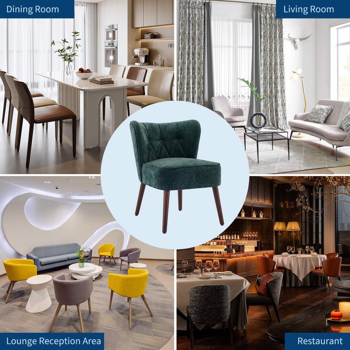 GarveeHome Modern Wingback Living Room Chair,Armless Lounge Chair with Wood Legs Upholstered Makeup Vanity Tufted Side Chair Fabric Comfy with Decor Back for Living Room Bedroom Patio GarveeHome