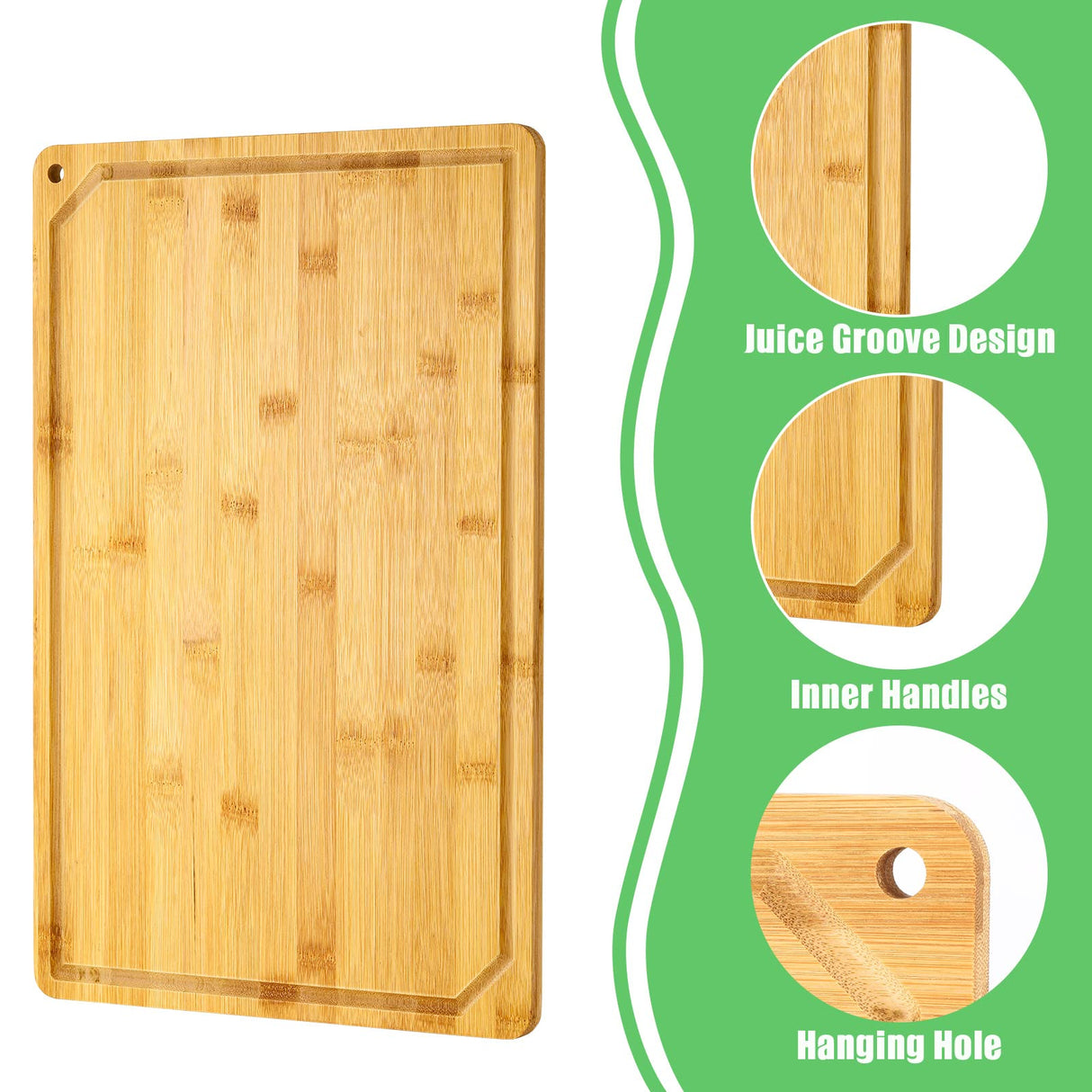 Eaasty 12 Set Extra Large Plain Cutting Board Bulk Heavy Duty Wood Cutting Boards Set with Juice Groove for Kitchen Wedding Housewarming Crafts Gifts, Pre Oiled (18" x 12",Bamboo) Eaasty