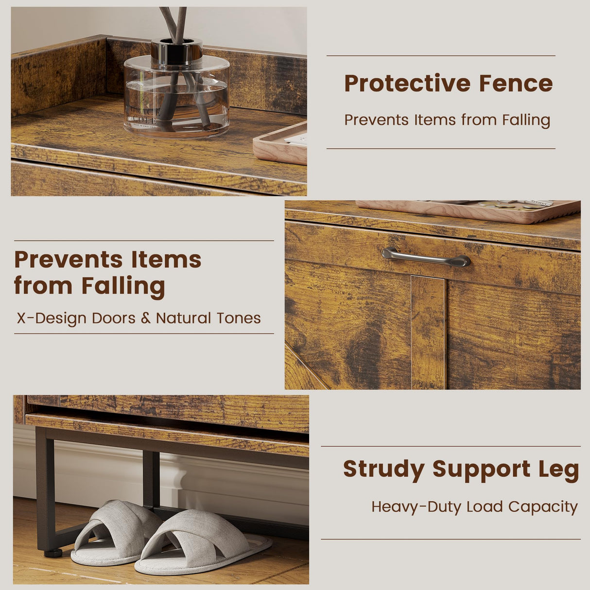 Dowinx Shoe Cabinet Storage with 2 Flip Drawers, Freestanding Shoe Organier Cabinet with Metal Legs, Farmhouse Narrow Shoe Stroage Cabinet Hidden for Entryway Hallway, Rustic Brown Dowinx