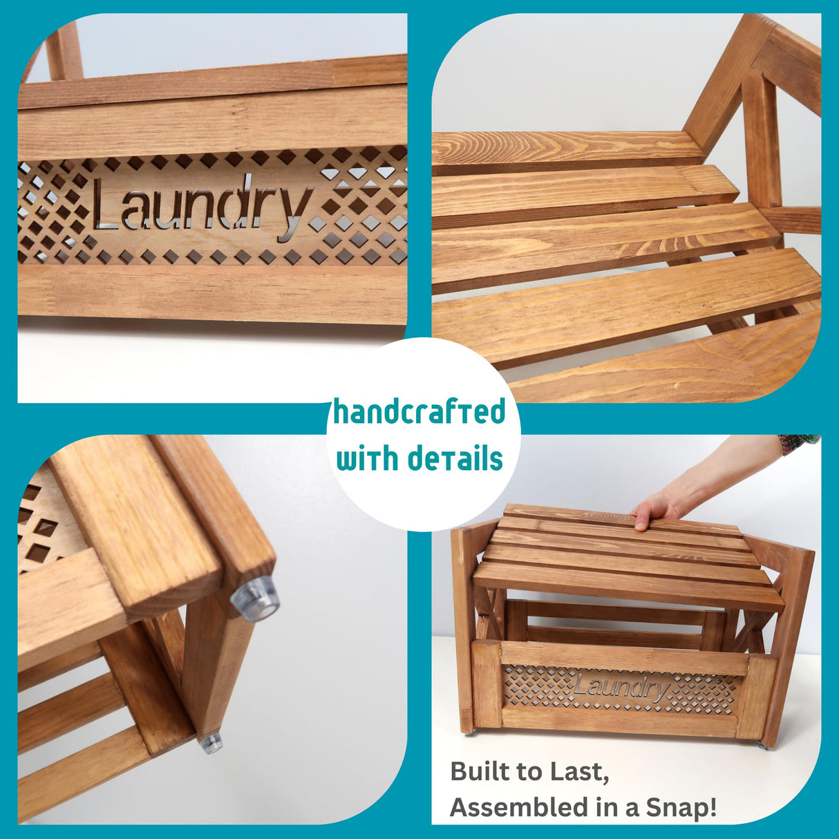 Farmhouse Wooden Laundry detergent stand - Besuerte Detergent Holder Station Shelf for Laundry Room - Laundry Organizers and Storage-Liquid Detergent Dispenser Holds Two Tubs, Brown Besuerte