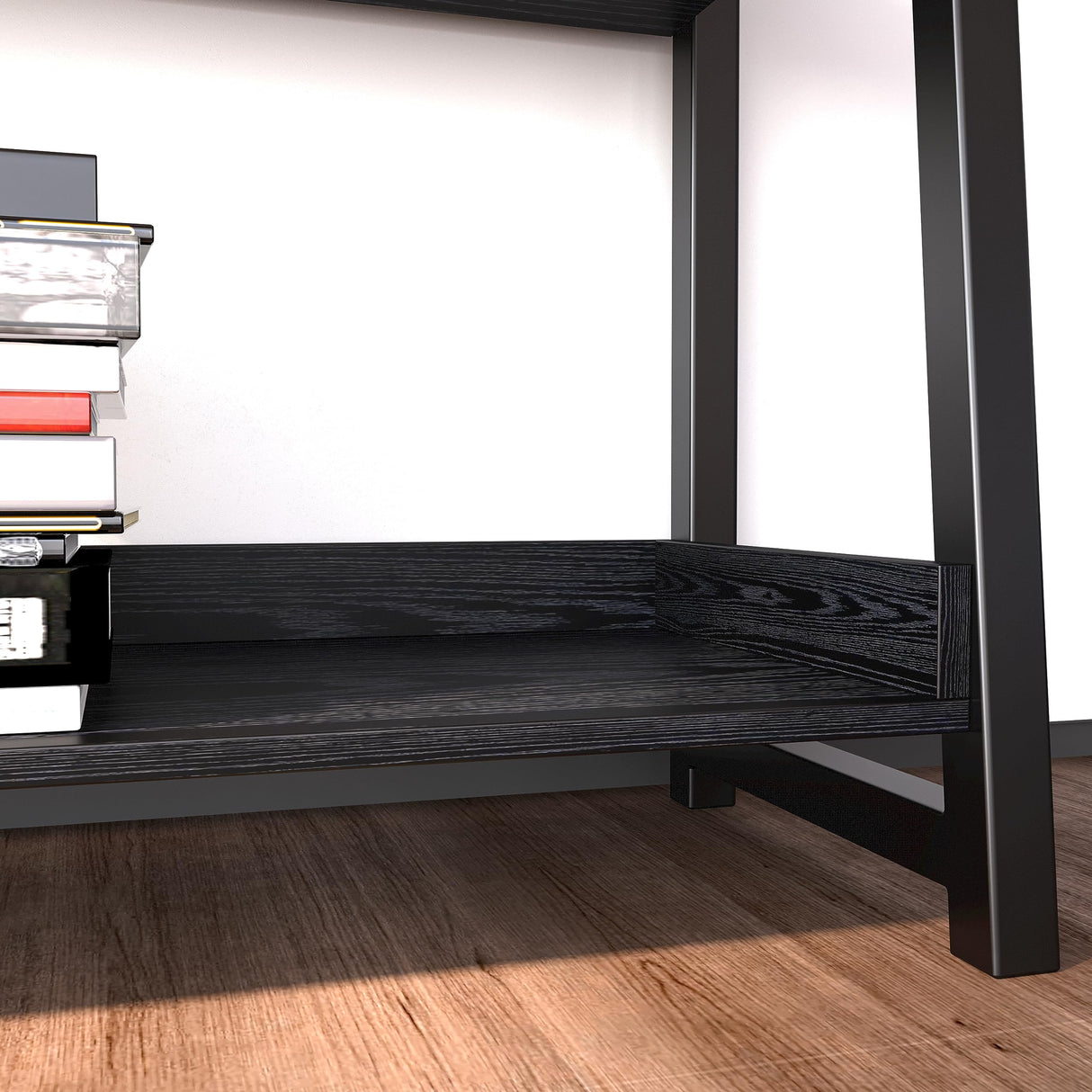 IRONCK Industrial Bookshelf 5-Tier 31.5 in Wide, Bookcase Ladder Shelf, Storage Shelves Rack Shelf Unit, Accent Furniture Metal Frame, Home Office Furniture for Bathroom, Living Room IRONCK