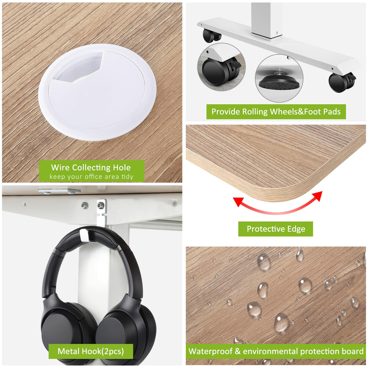 farexon 55 x 24 inch Electric Height Adjustable Standing Desk with Charging Station, Stand up Desk with Big Mouse Pad, Ergonomic Curved Workstation, 4 Caster, 4 Preset Heights Easy to Set(Oak Grey) farexon