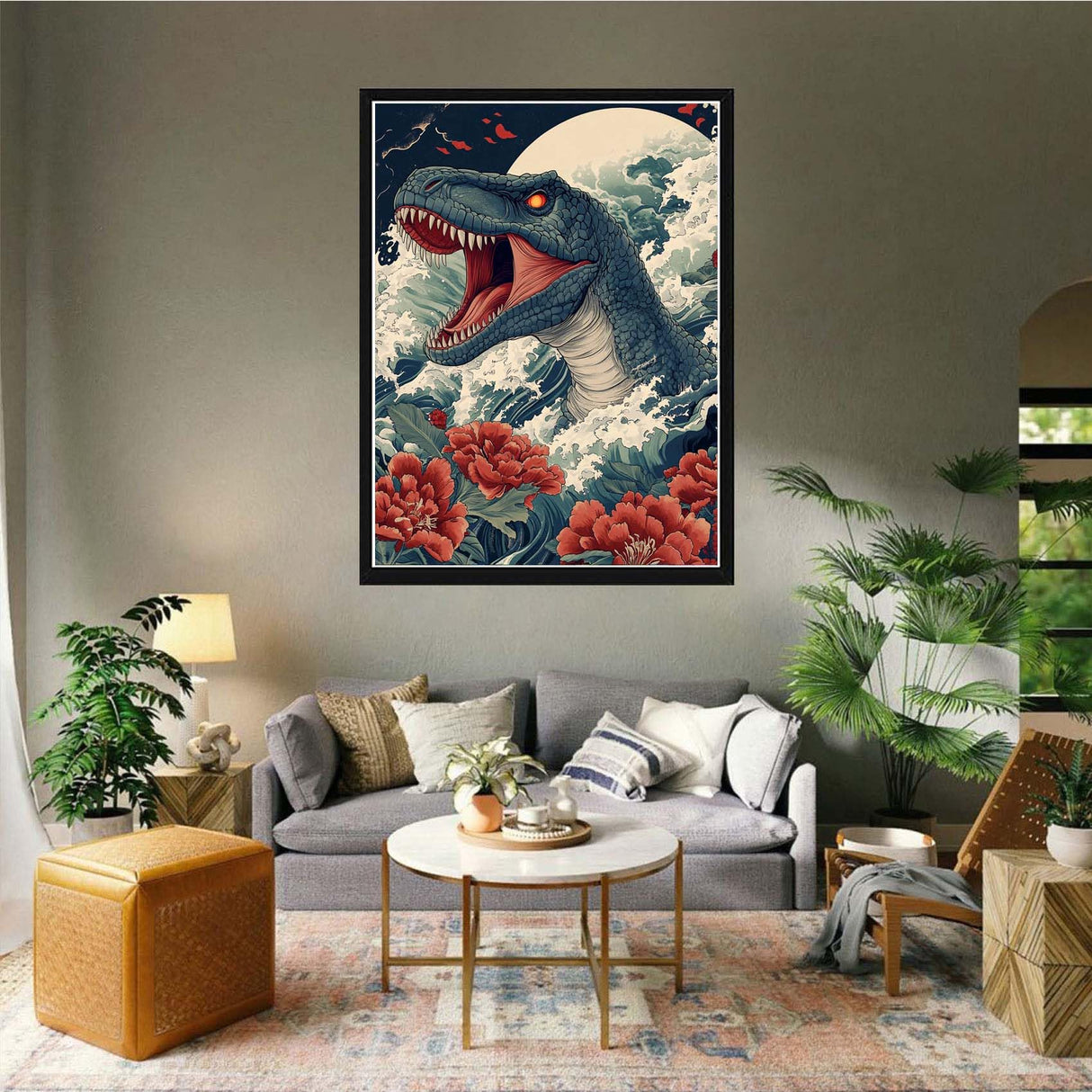 VAIIEYO 5D DIY Dinosaur Diamond Art Kits for Adults, Diamond Painting Animal, Diamond Painting Kit Full Drill Round Rhinestone Craft Canvas for Home Wall Decor Gift 12x16 inch/30x40 cm VAIIEYO