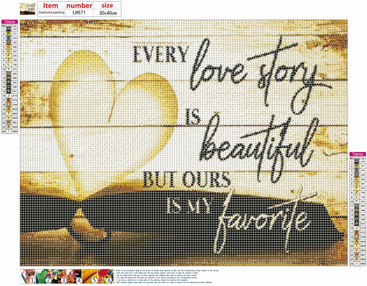 PDSLAIKE Romantic Quote Diamond Painting Kits - Love Saying DIY Diamond Art Kit Home Bedroom Wall Decor 15.7 x 11.8 inch PDSLAIKE