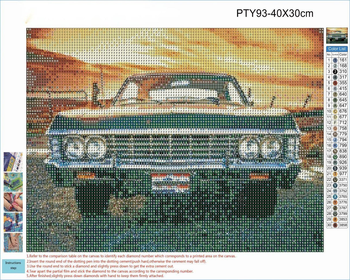 HONGJIE 5D DIY Diamond Art Painting Kit Supernaturall Car 16X12 inches Round Full Drill Crystal Rhinestone Embroidery Cross Stitch Arts Craft for Home Wall Decor Gift. Hongjie