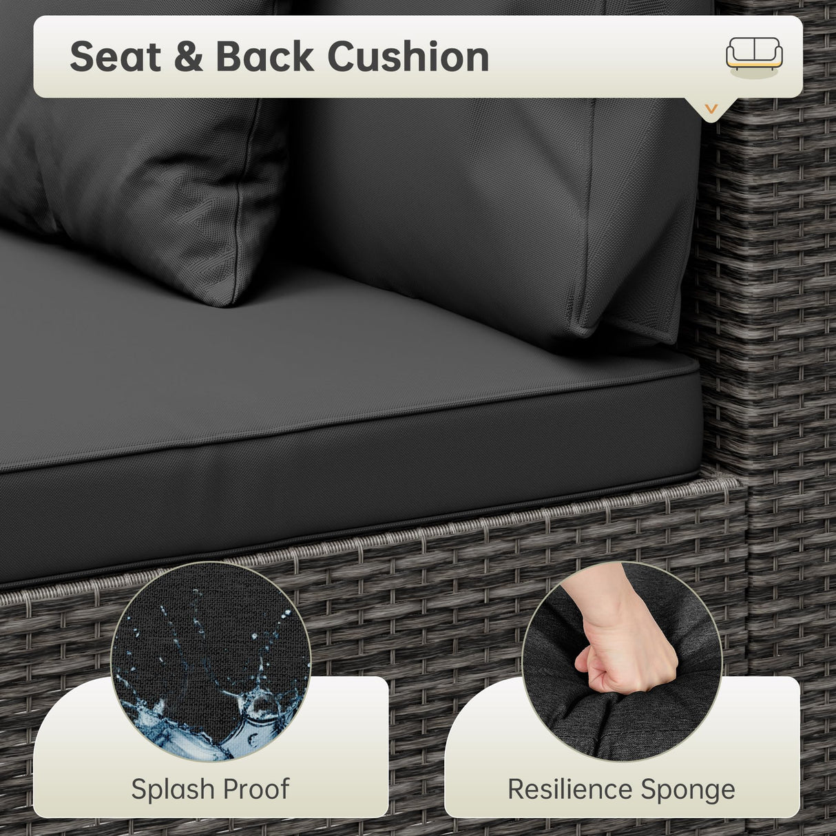 LHBcraft 7 Piece Patio Furniture Set, Outdoor Furniture Patio Sectional Sofa, All Weather PE Rattan Outdoor Sectional with Cushion and Glass Table, Clips LHBcraft