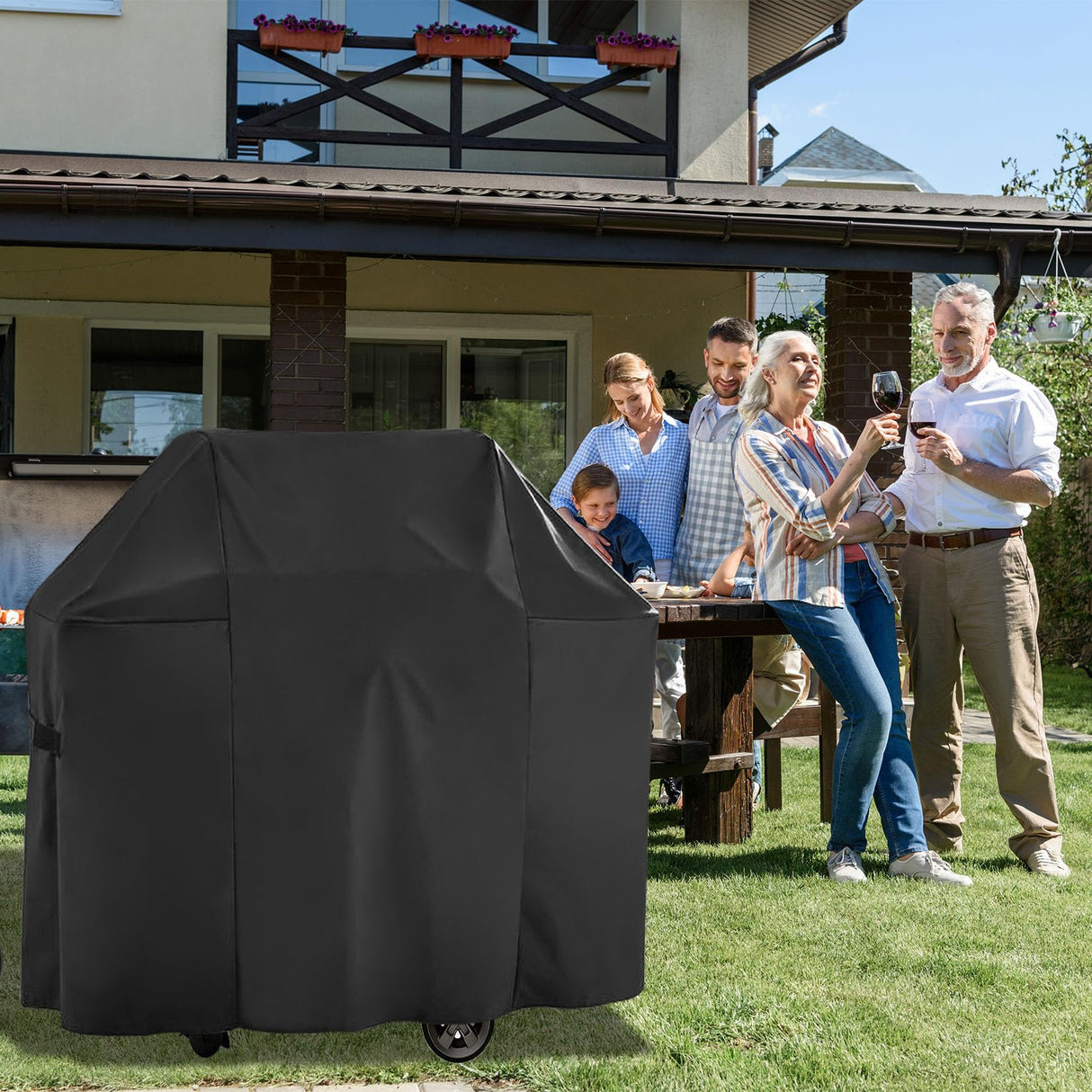 vchin 58 Inch Grill Cover for Weber 7130 Genesis II 3 Burner, LX 300 Series Grills, Genesis 300, Waterproof, Windproof, UV and Fade Resistant Cover(58L x 25D x 44.5H) vchin