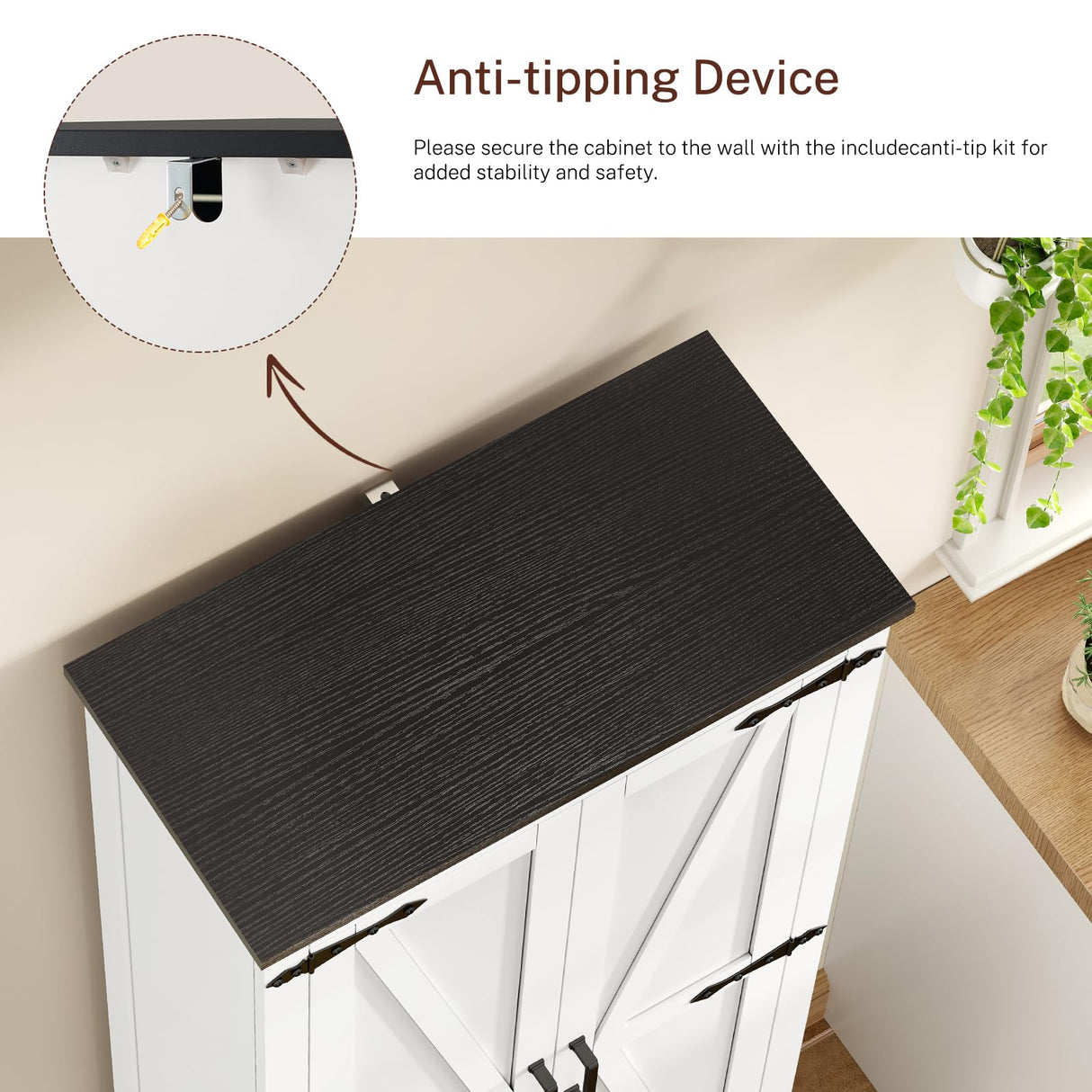 TEENFON 66.2" H Storage Cabinet with 2 Drawers, Farmhouse Kitchen Pantry Cabinet with 2 Doors & Adjustable Shelf, Bathroom Cabinet, for Living Room, Kitchen, Bathroom, White TEENFON