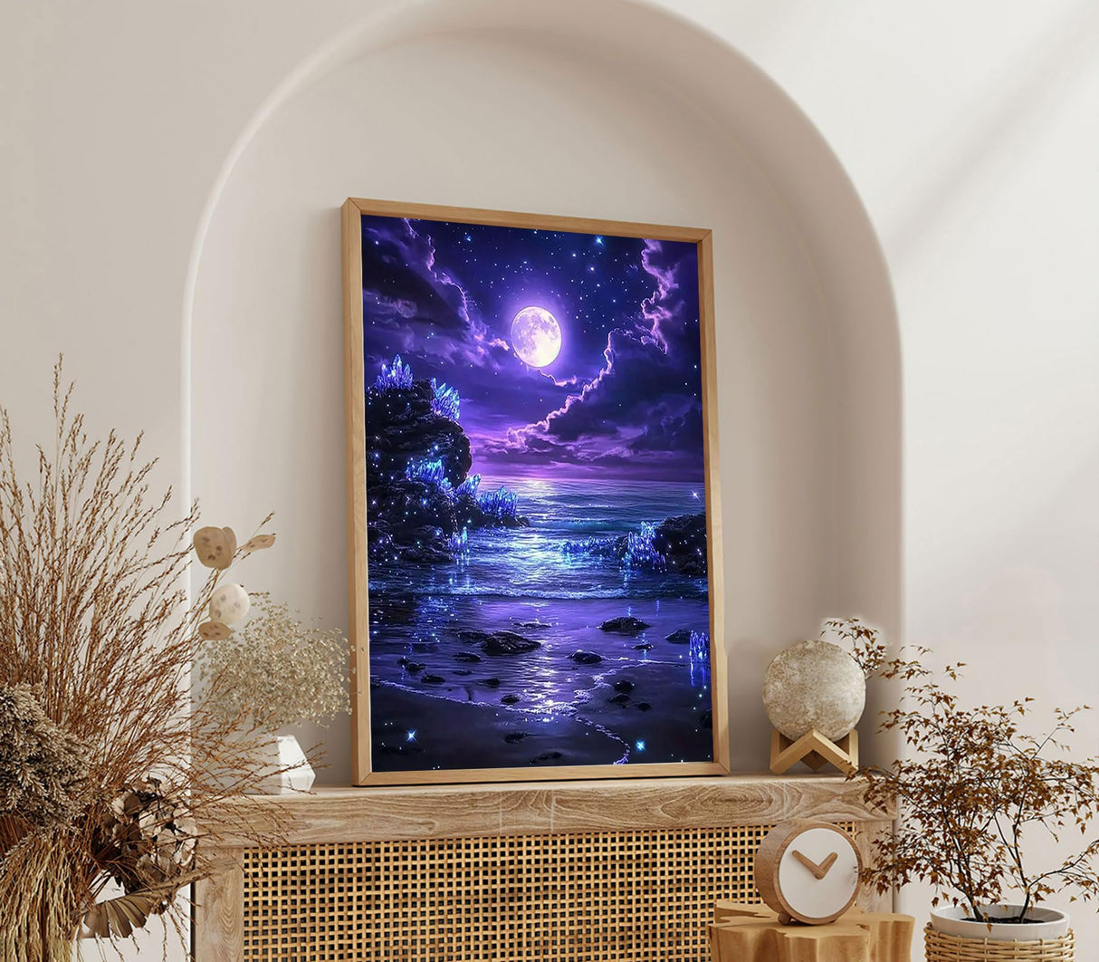 5D Purple Moonlight Beach Diamond Art Kits for Adults,Full Round Drill Diamond Painting Kits for Beginners Full Moon Seaside ,DIY Gem Art and Crafts Paint by Diamonds Crystal,Home Wall Decor 12X16Inch SJDIYSTORE