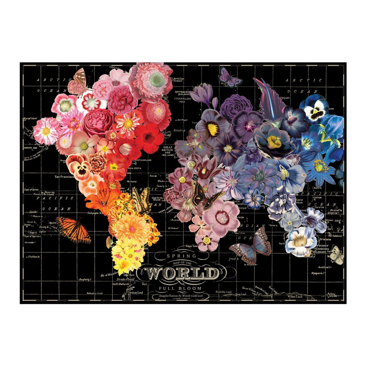 Galison Full Bloom World Map Puzzle, Multicolor, 1 EA Galison