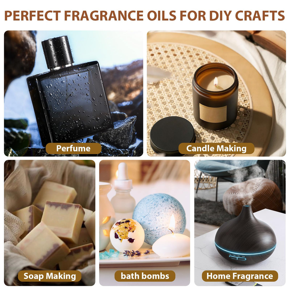 FUHITIM Fragrance Oil Gentlemen's Set, Scented Oil for Candle Scents for Candle Making, Soap Making Scents, Diffuser Oils Scents | Leather, Sweet Tobacco, Teakwood, Bay Rum, Cedar, Sandalwood (6*10ML) FUHITIM