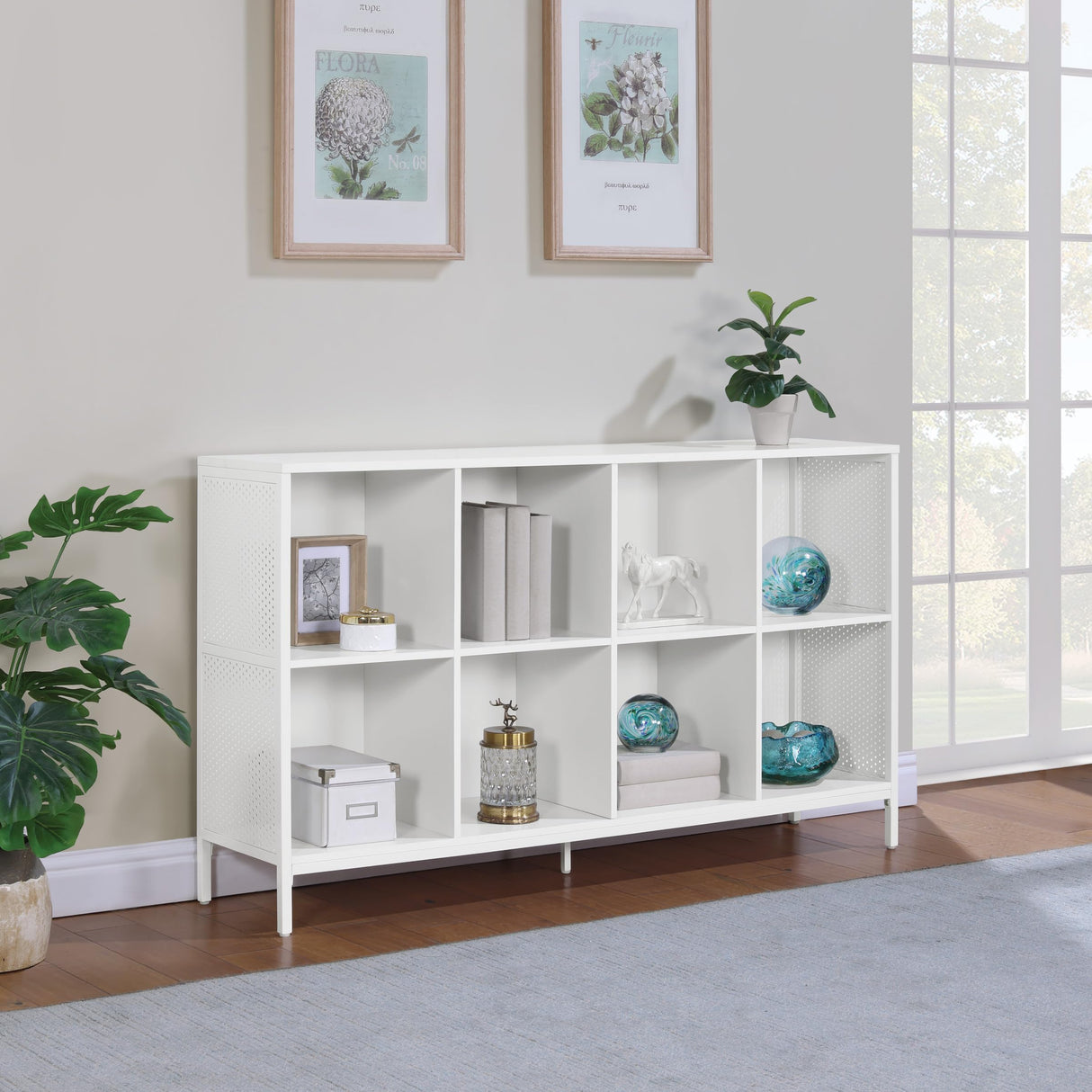 OSP Home Furnishings Ace Contemporary Modern Storage Cube Bookcase, 8 Cubes, White Finish OSP Home Furnishings