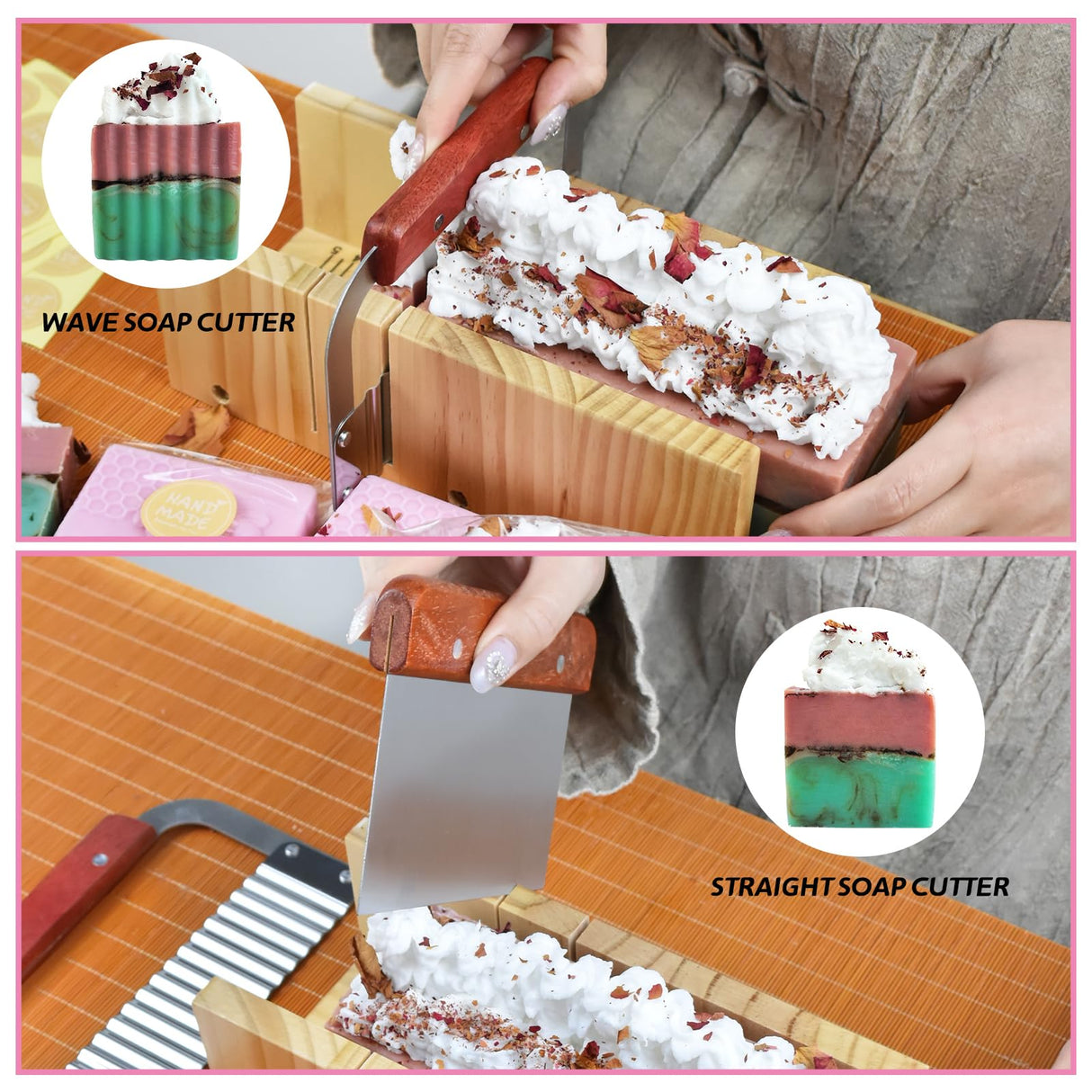 Artcome Soap Making Kit - Complete DIY Soap Making Supplies with 42oz Silicone Loaf Mold, Wooden Cutting Tools, Honeycomb Molds, Measuring Cups & More for Crafting Handmade Soaps - Ideal for Gift Artcome