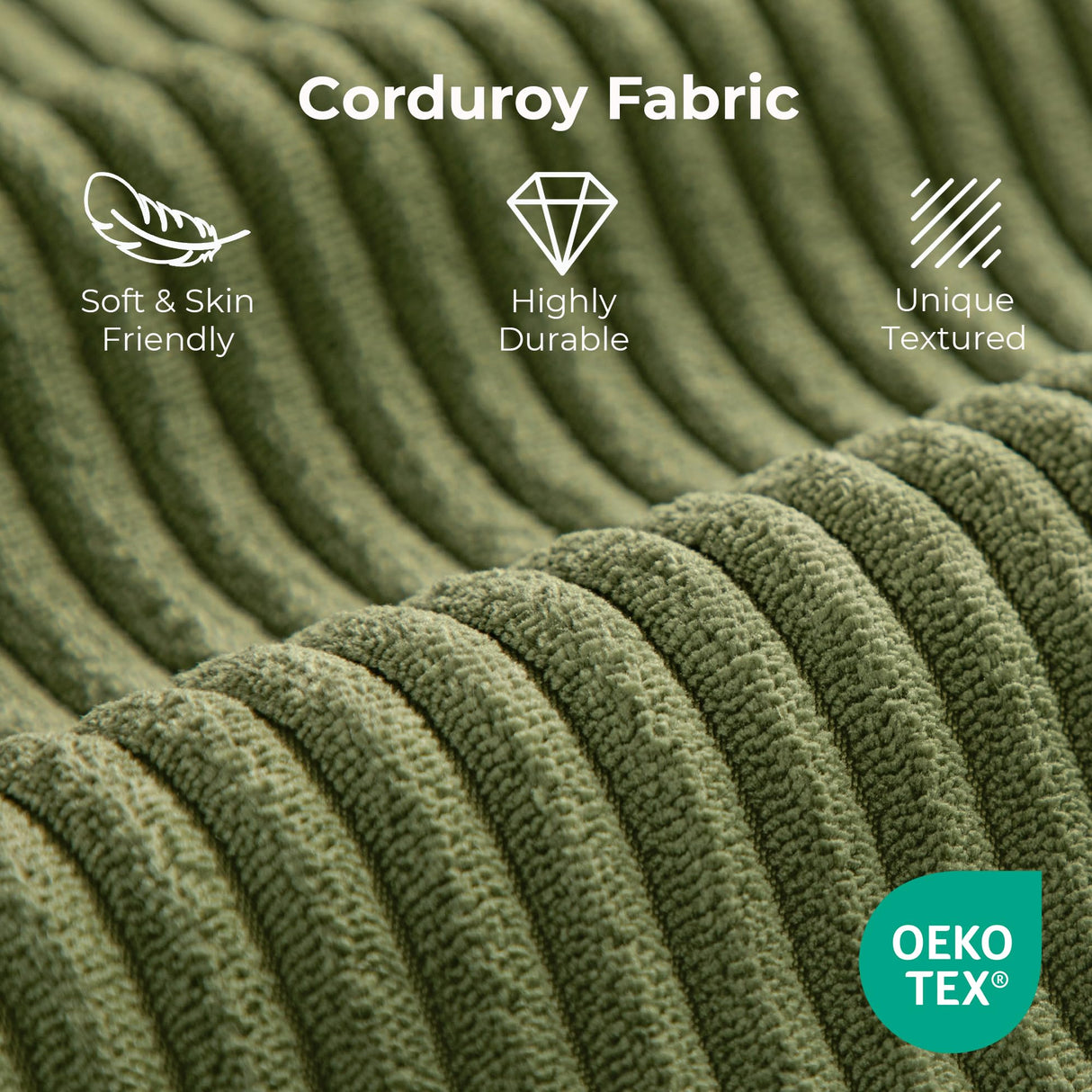 LIKIMIO 120" Boneless Couch for Living Room, Deep Seat Comfy Sectional Cloud Couch Sofa with Chaise, L-Shaped Modular Modern Sofa, No Assembly Required, Corduroy Upholstery Green LIKIMIO