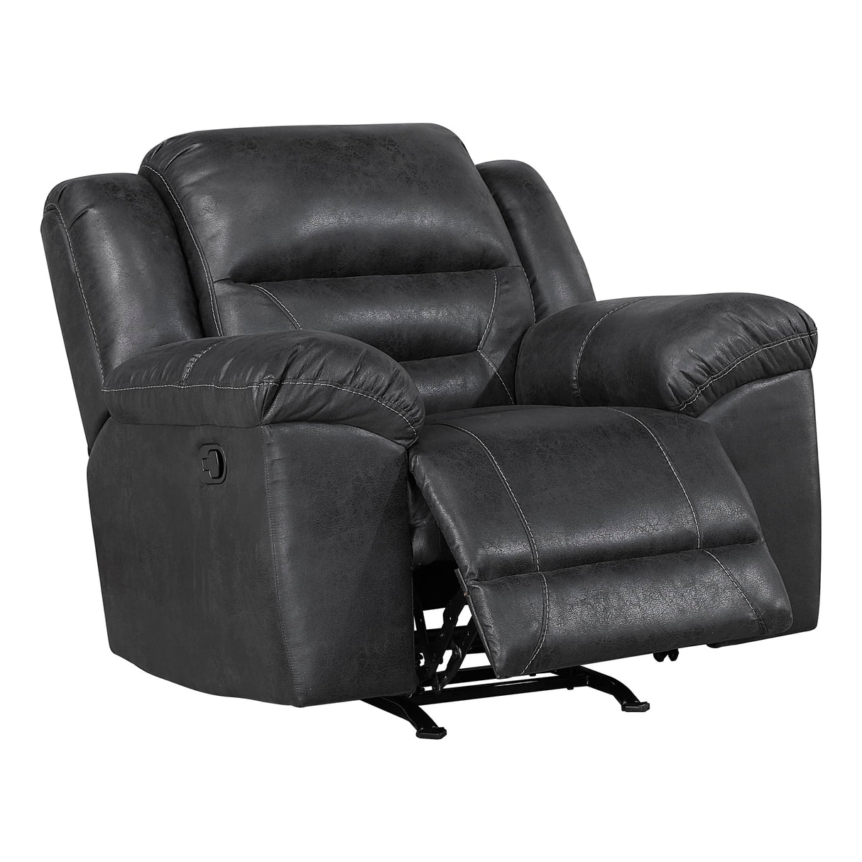 Lexicon Rocker Recliner Chair for Living Room, Wall Hugger Manual Recliner Chairs, Textured Microfiber Upholstered Rocking Reclining Chair, Home Theater Seating, Required Assembly, Black Lexicon