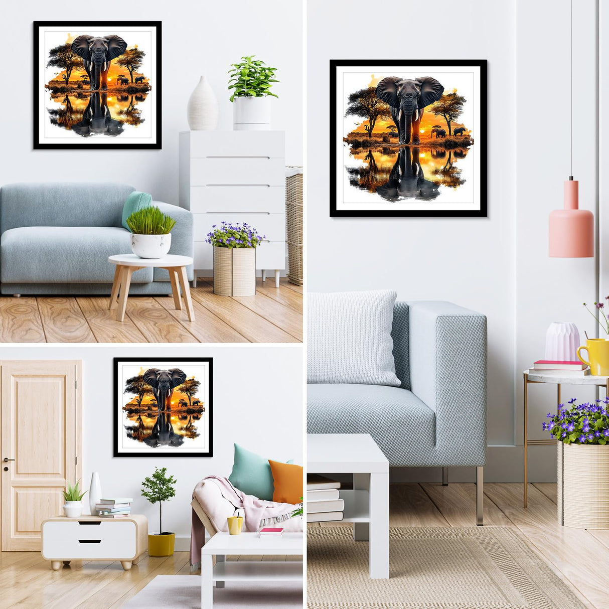 MXJSUA DIY Diamond Painting Kits for Adults, African Elephant Diamond Gem Art Painting for Beginners, Diamond Picture with Full Round Drill Dots Craft Set Gift, 12x12 Inch MXJSUA