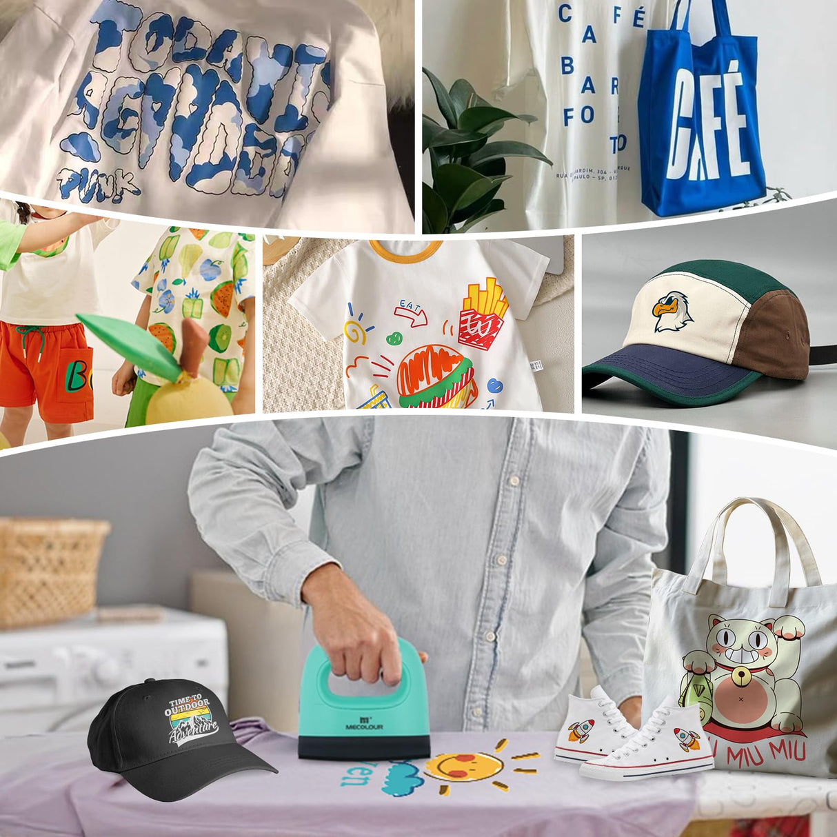 MECOLOUR Heat Press Mini Machine, Small Heat Press Iron with 3 Heat Settings, Heating Evenly for Crafts, T-Shirt, Shoes, Hats,Caps, Pillows and More Heating Transfer Projects MECOLOUR