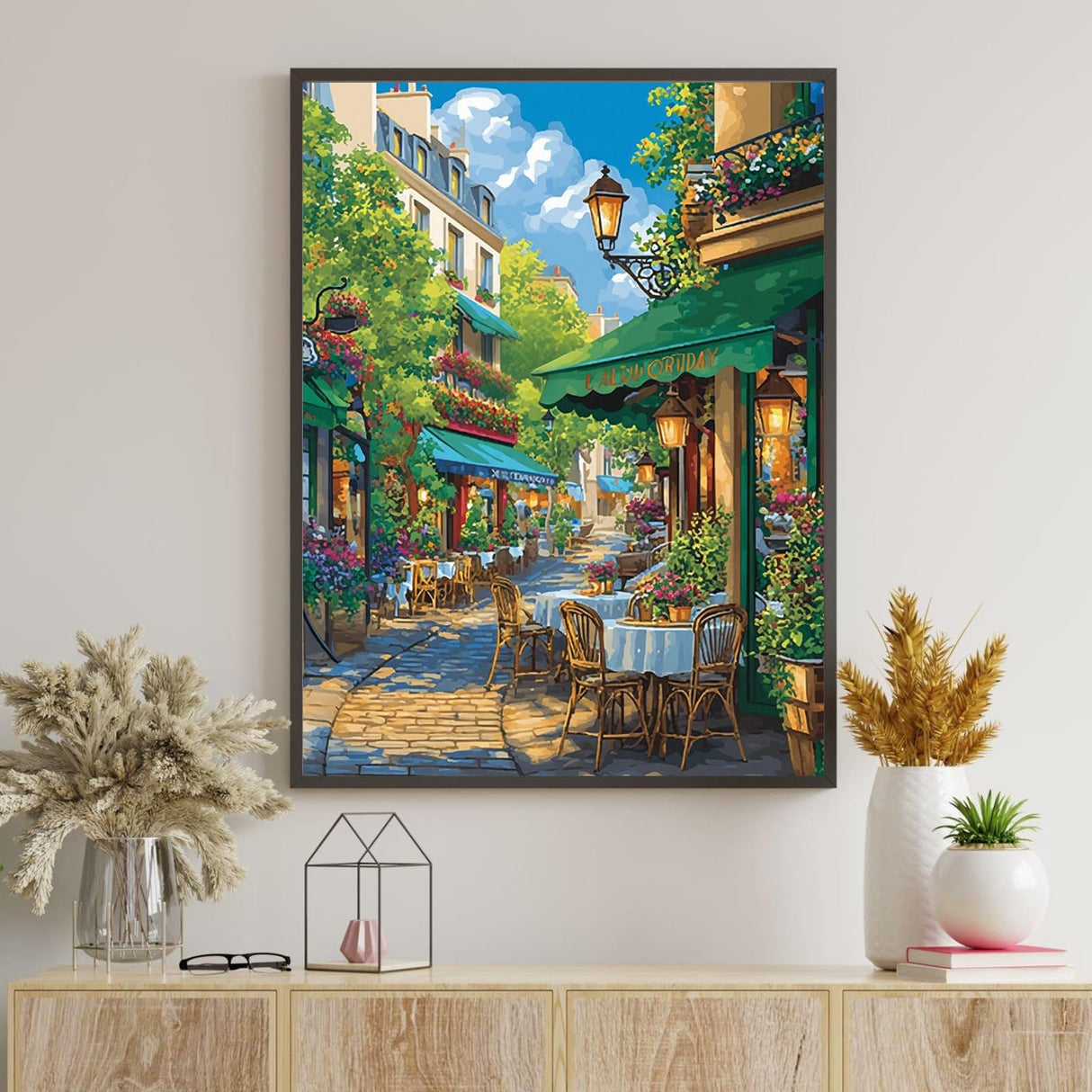 Ceiomez Paint by Numbers Kit for Adults, Street Cafe Paint by Number, Street Paint by Numbers for Adults Beginner for Gift Home Wall Decor 16x20 Inch Ceiomez