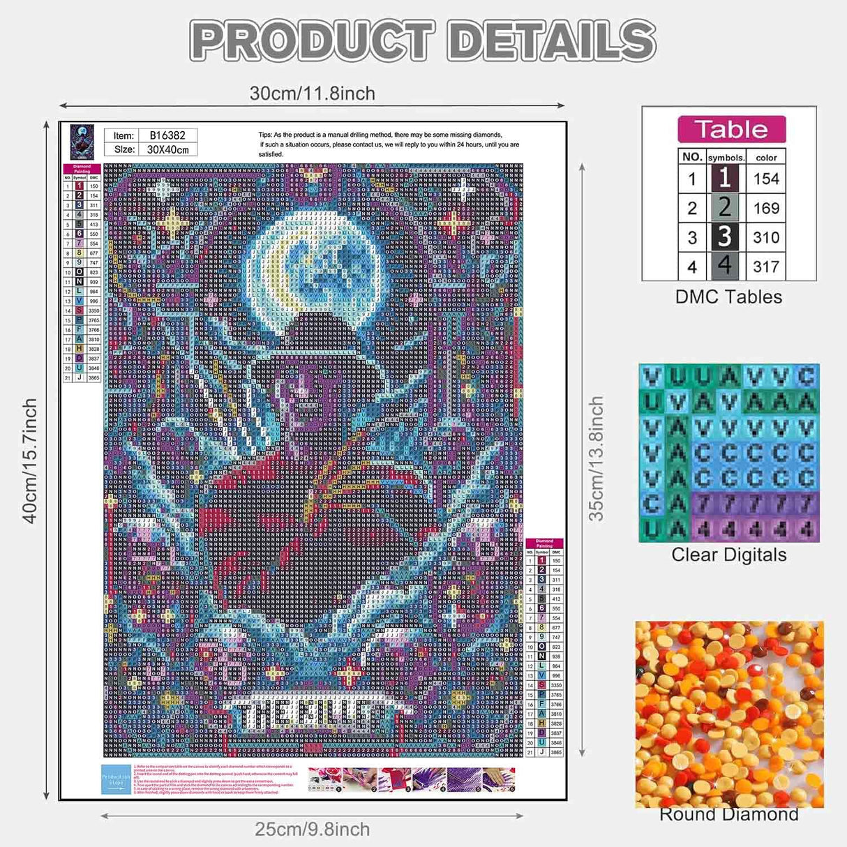 NEGEKFKX 6 Pack Halloween Diamond Art Kits for Adults Beginners,Horror Diamond Painting Kits for Adults,5D Full Drill DIY Diamond Dot Gem Art Kit Wall Home Decor Arts Craft 12x16 inch NEGEKFKX