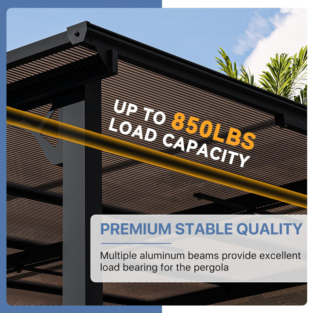 Jolydale Gazebo for Patio 12' x 20', Gazebo Pergola with Sloped Roof, Large Wall-Mounted Heavy Duty Awnings, for Backyard, Deck, Patio Jolydale