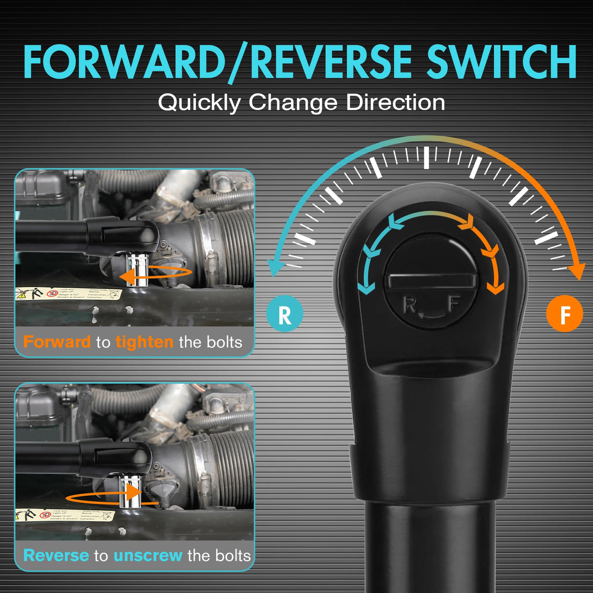 DURATECH Extended Cordless Ratchet Wrench, 3/8" 12V 44 Ft-Lbs Long Neck Electric Ratchet Wrench with 2-Pack 2.0Ah Li-Ion Battery, 1 Hour Fast Charger, 10 Sockets Accessories & Variable Speed Trigger DURATECH