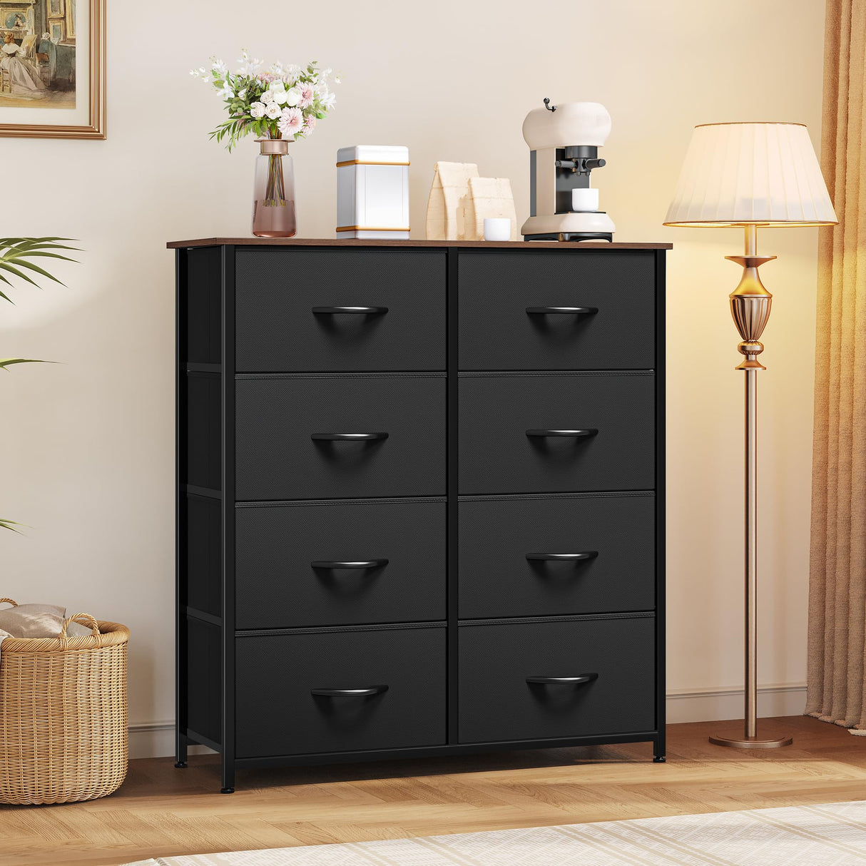 YITAHOME Dresser with 8 Drawers, Tall Storage Drawers, Black Dresser & Chest of Drawers, Storage Drawer Organizer for Closet, Bedroom, Living Room YITAHOME