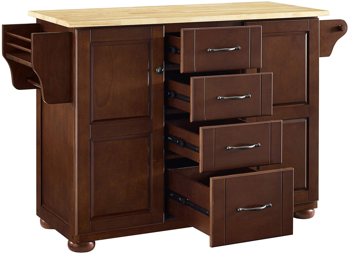 Crosley Furniture Eleanor Wood Top Kitchen Island with Spice Rack, Storage Drawers and Shelves, Mahogany Crosley Furniture