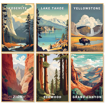 6 Pack Paint by Numbers Kit for Adults, National Park Adult Paint by Number Kits on Canvas Without Frame for Beginner, Mountains Lake Acrylic Oil Painting by Numbers Kits for Home Decor 8 x 12 Inch