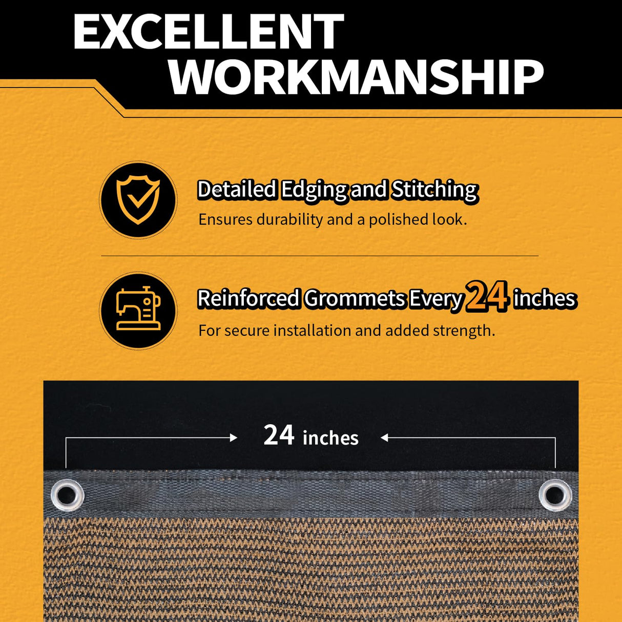 90% Garden Shade Cloth,5' x 15' Heavy Duty Mesh Tarp with Grommets, Garden Privacy Fence Screen, Shade Canopy for Patio, Outdoor Sun Shades for Backyard, Mocha/Black MVPNET