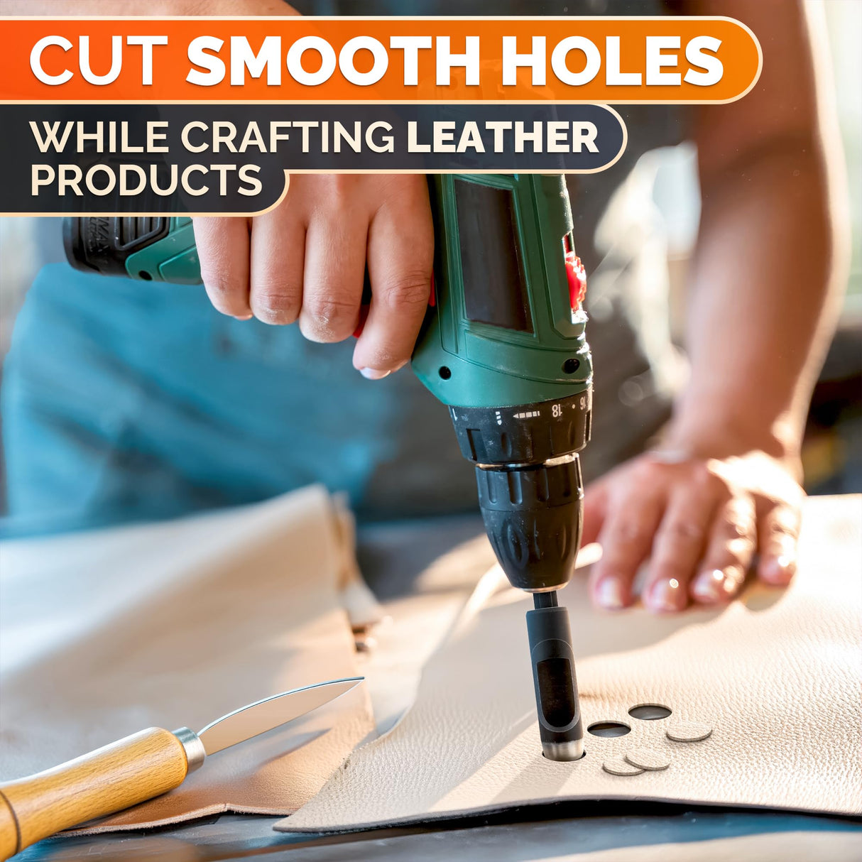 Leather Hole Punch Tool Set - 6 Pcs Drill Bits 3/16" 1/4" 5/16" 3/8" 7/16" 1/2" - High-Precision Leather Punch Tool for Belts, Fabric, and Crafts - Durable Carbon Steel, Sharp and Efficient LIBERHAUS