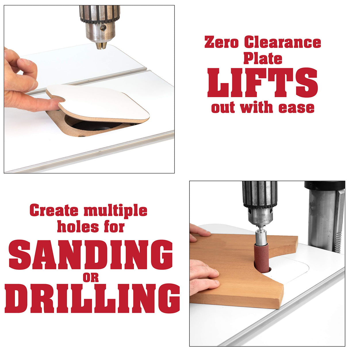 Fulton Deluxe 1 3/8 inch Thick Drill Press Table with Precision Tilt Capable Adjustable Fence System | 2 PVC Tipped Aluminum Hold Downs | Aluminum Flip Stop and Mounting Hardware Fulton