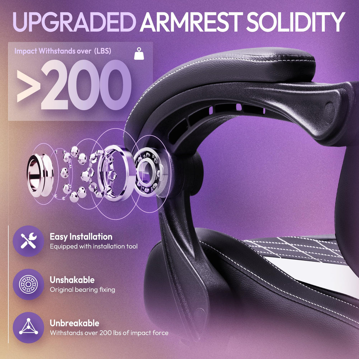 Dowinx Gaming Chair with Pocket Spring Cushion, Massage Game Chair Leather with Headrest, Ergonomic Computer Chair with Footrest 290LBS, White Dowinx