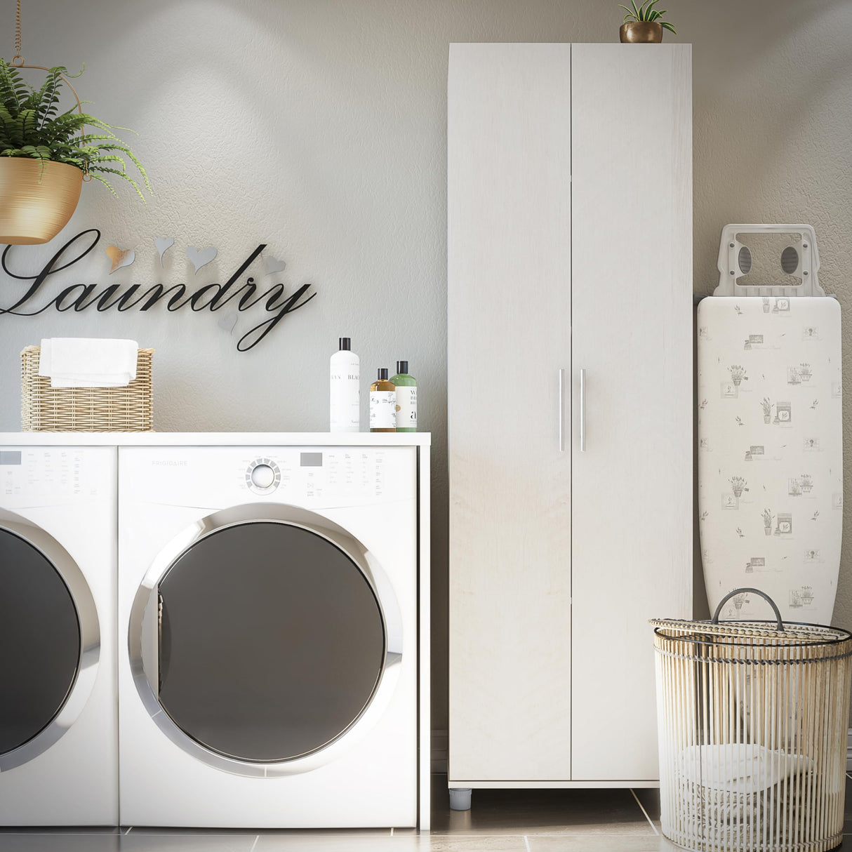 SystemBuild Camberly 24" Utility Storage Cabinet in Ivory Oak SystemBuild
