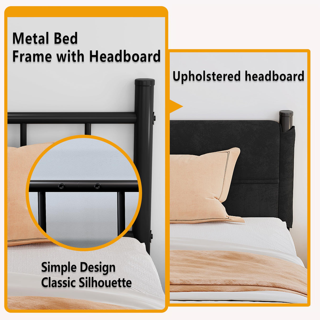 Henshwon Metal Bed Frame,14Inch Queen Size Bed Frame with Storage Space,Heavy Duty Sturdy Mattress Foundation,Easy Assembly,No Box Spring Needed,Queen Henshwon