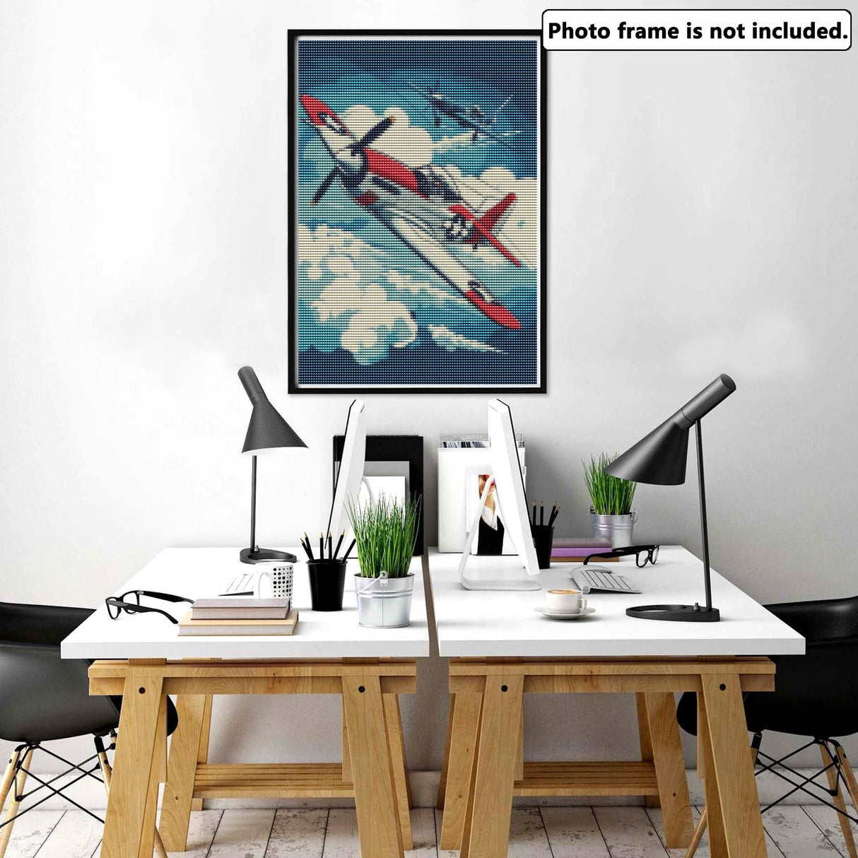 Yomiie 5D Diamond Art Kits for Adults, Airplane Diamond Painting Art DIY Full Round Drill Kits, Embroidery Rhinestone Diamond Crystal Craft Canvas Home Wall Decor 12x16 inch Yomiie