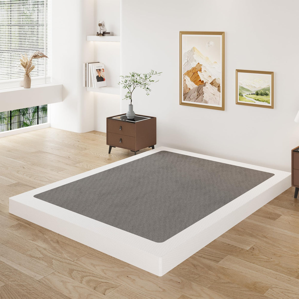 Lutown-Teen 3 Inch Full Size Box Spring Low Profile, Heavy Duty Metal Box Spring Full Bed Base with Fabric Cover, Mattress Foundation, Noise Free, Easy Assembly Lutown-Teen