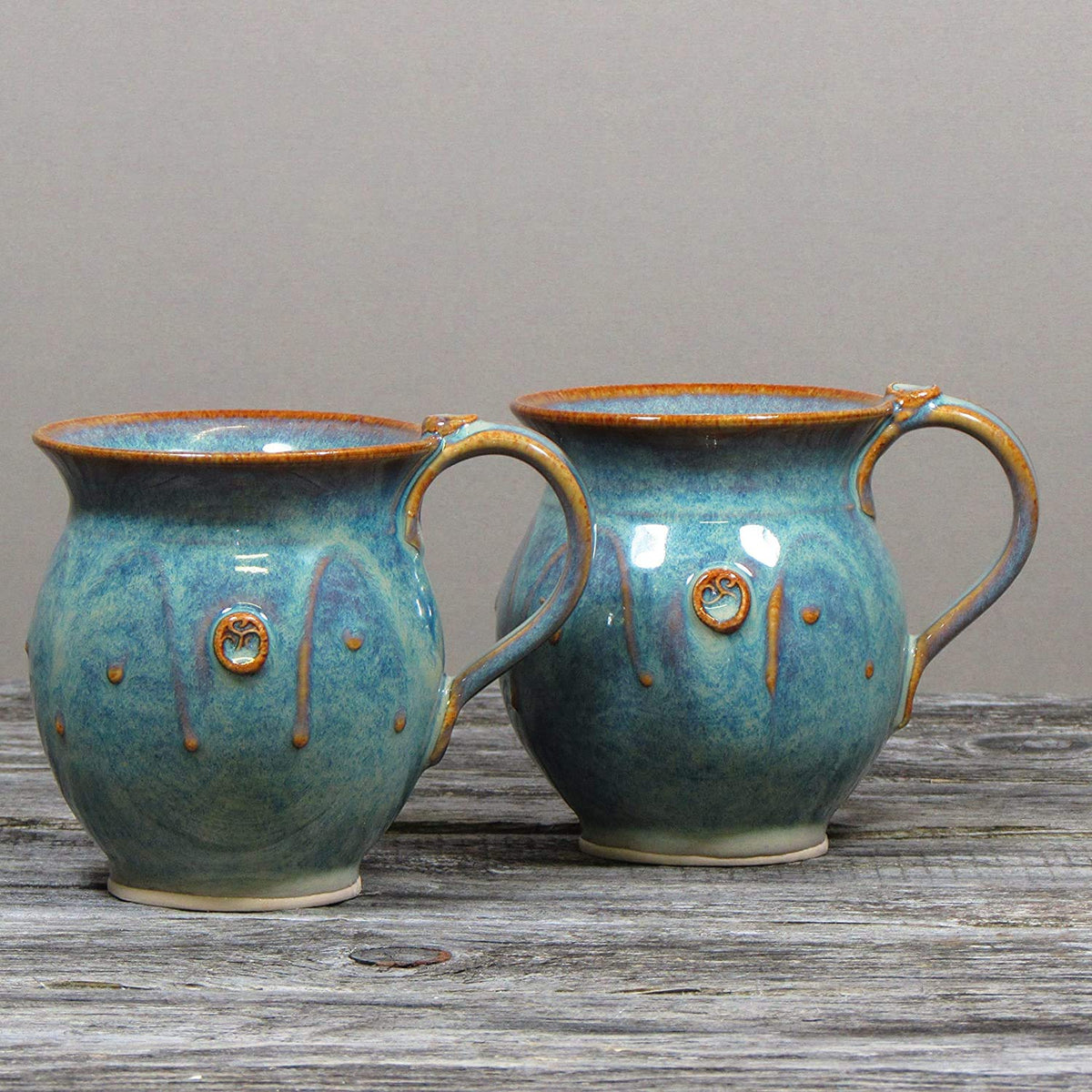 Handmade Irish Coffee & Tea Mugs. Set of Two Hand-Thrown Cups 300ml Castle Arch Pottery Ireland