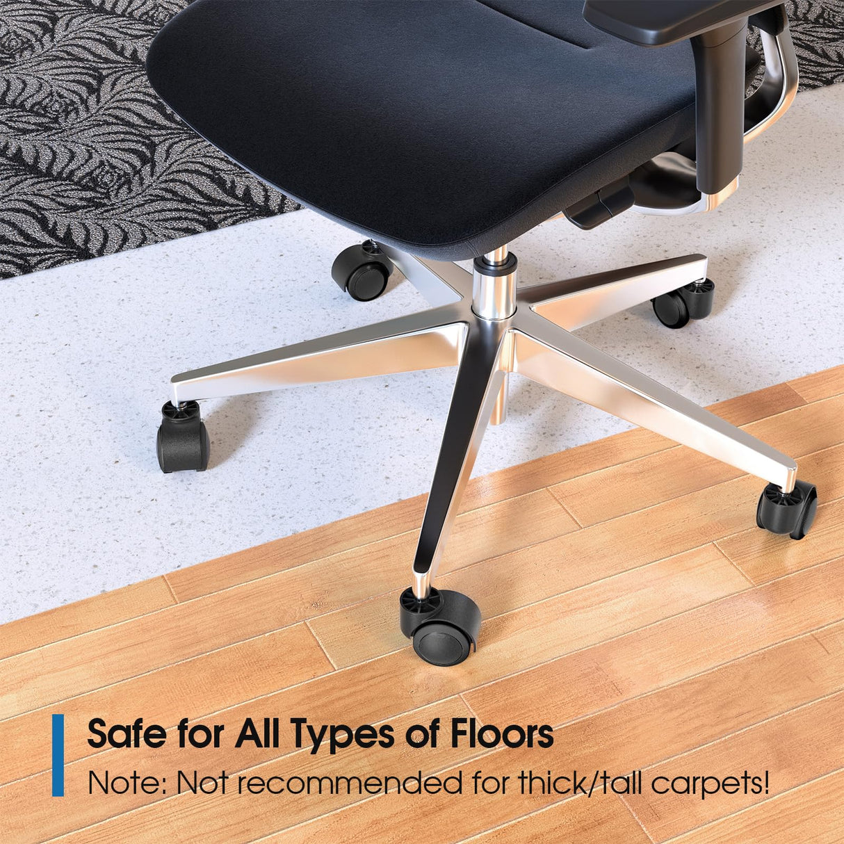 MaxGear 2" Office Chair Wheels Heavy Duty Replacement, Mute Rubber Rotating Desk Chair Caster Wheels, Safe for All Floors Including Hardwood, Universal Standard Stem Size Fits 99%, Set of 5 MaxGear