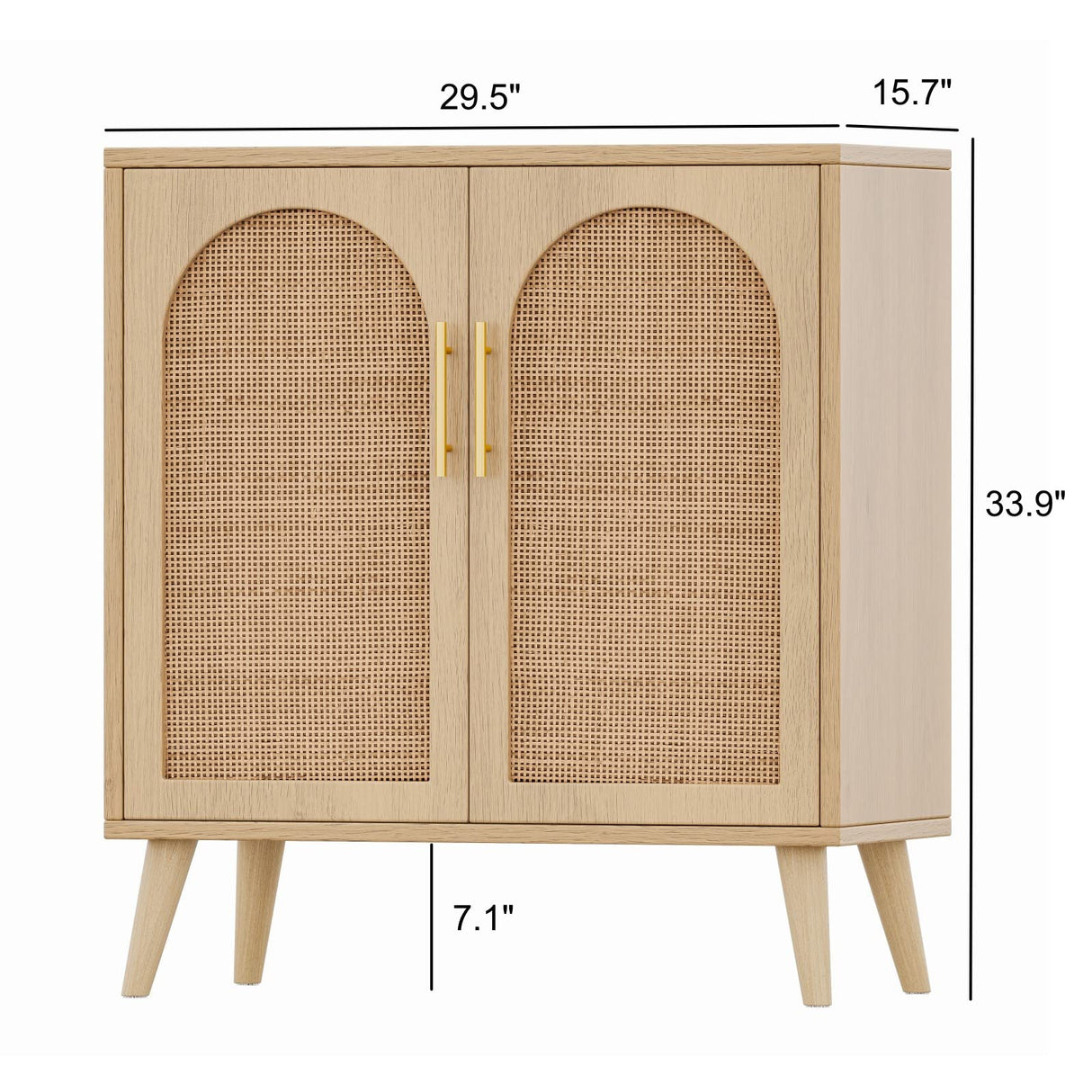 Rovaurx Rattan Storage Cabinet with Doors, Accent Bathroom Floor Cabinet, Modern Sideboard Buffet Cabinet for Living Room, Entryway, Dining Room and Kitchen, Natural BMGZ108M Rovaurx