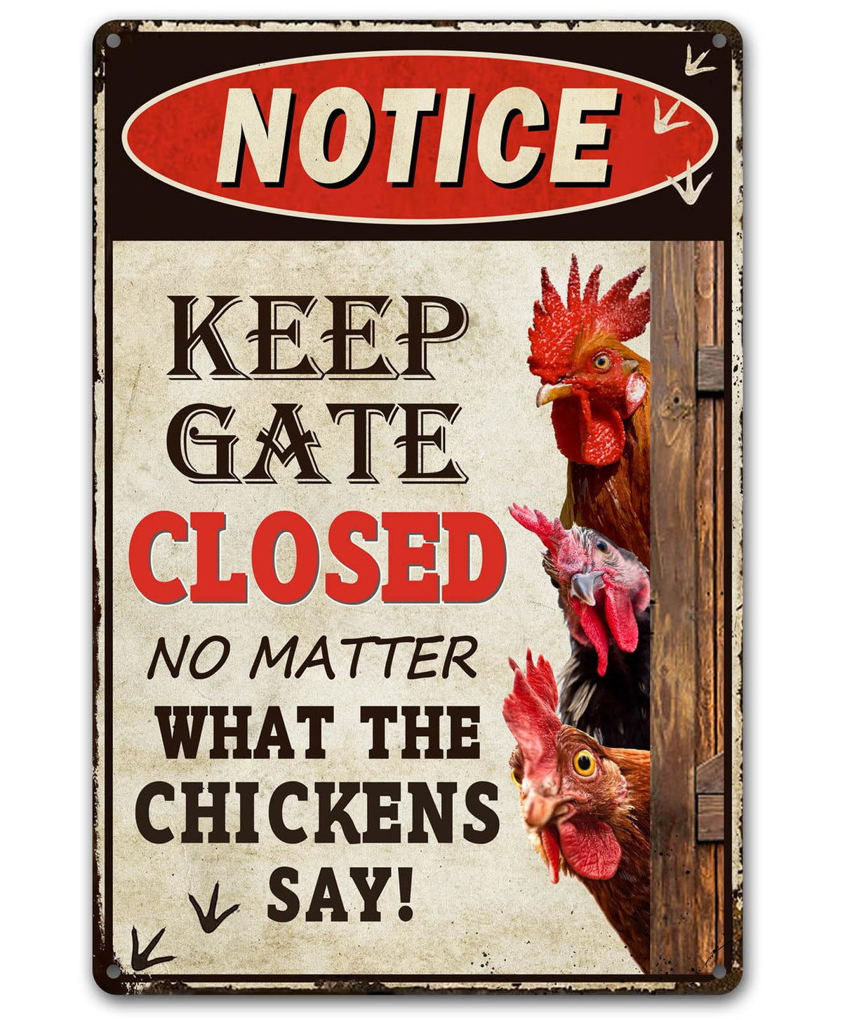 Bestylez Keep Gate Closed Sign Funny Chicken Coop Warning Sign Outdoor Chicken Decor 12" * 8" (261) Bestylez