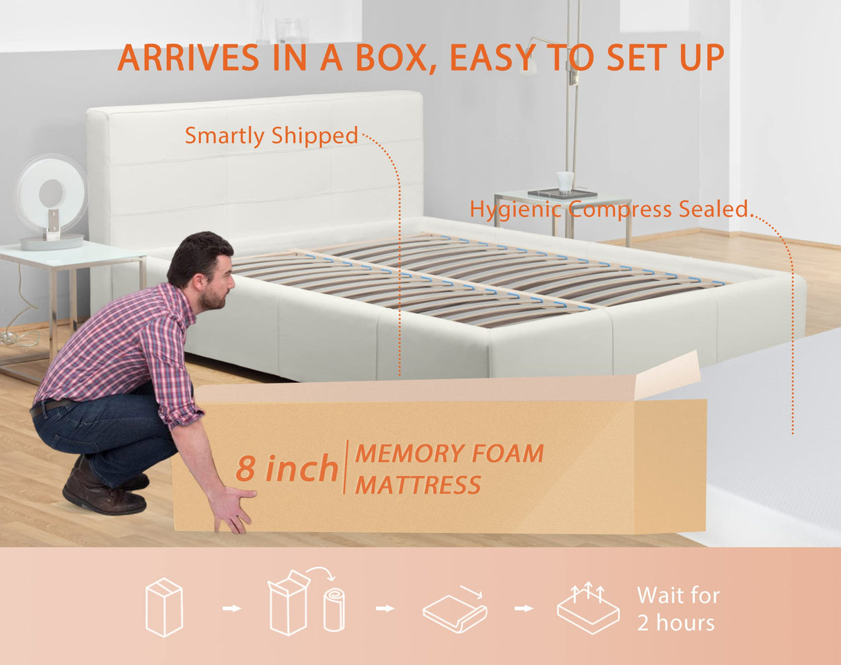 CertiPUR-US Certified Memory Foam Mattress - Full Size, 8 Inch, Cool Sleep & Pressure Relief, Fiberglass Free, in a Box Haiput Wam