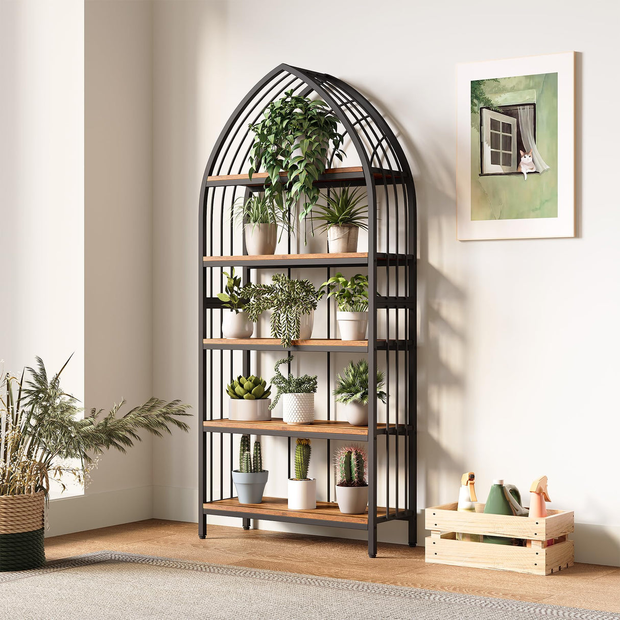 LITTLE TREE 74.8" Tall Bookshelf, 5-Tier Heavy Duty Metal Rack, Large Load-Bearing Capacity, Versatile Shelf for Living Room, Kitchen, Bedroom, Bathroom, Study LITTLE TREE