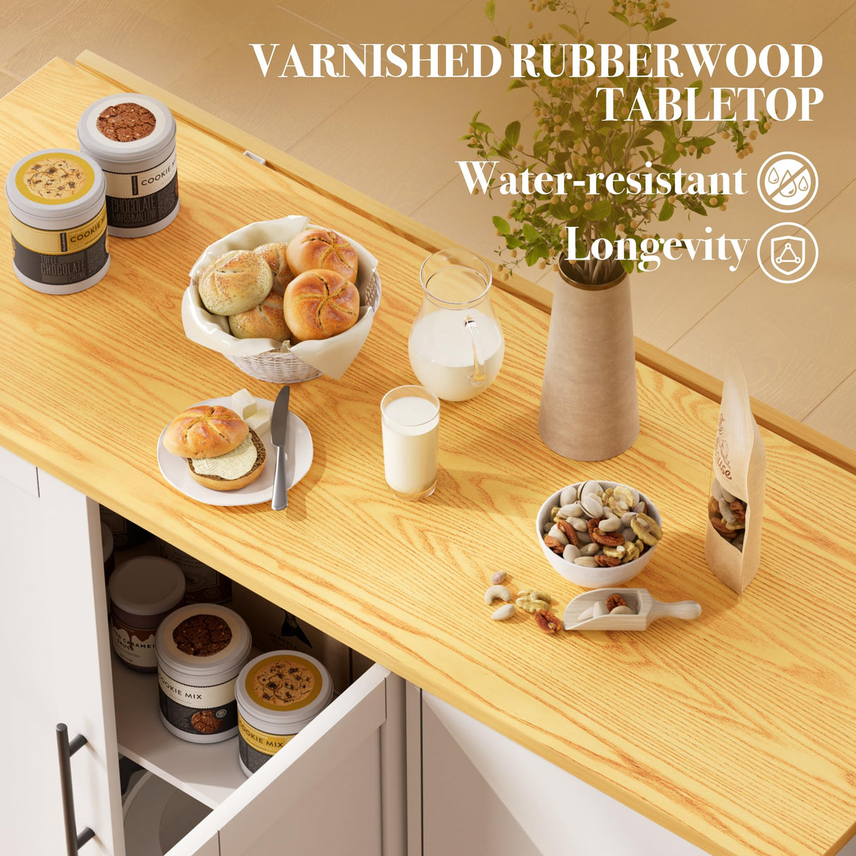 GRUSIGN Kitchen Island with Storage, Rolling Kitchen Cart with 3 Drawers Kitchen Storage Cabinet on Wheels with Inner Adjustable Shelves for Dining Room/Living Room Thicker,39.37" L X 20.05" W, White GRUSIGN