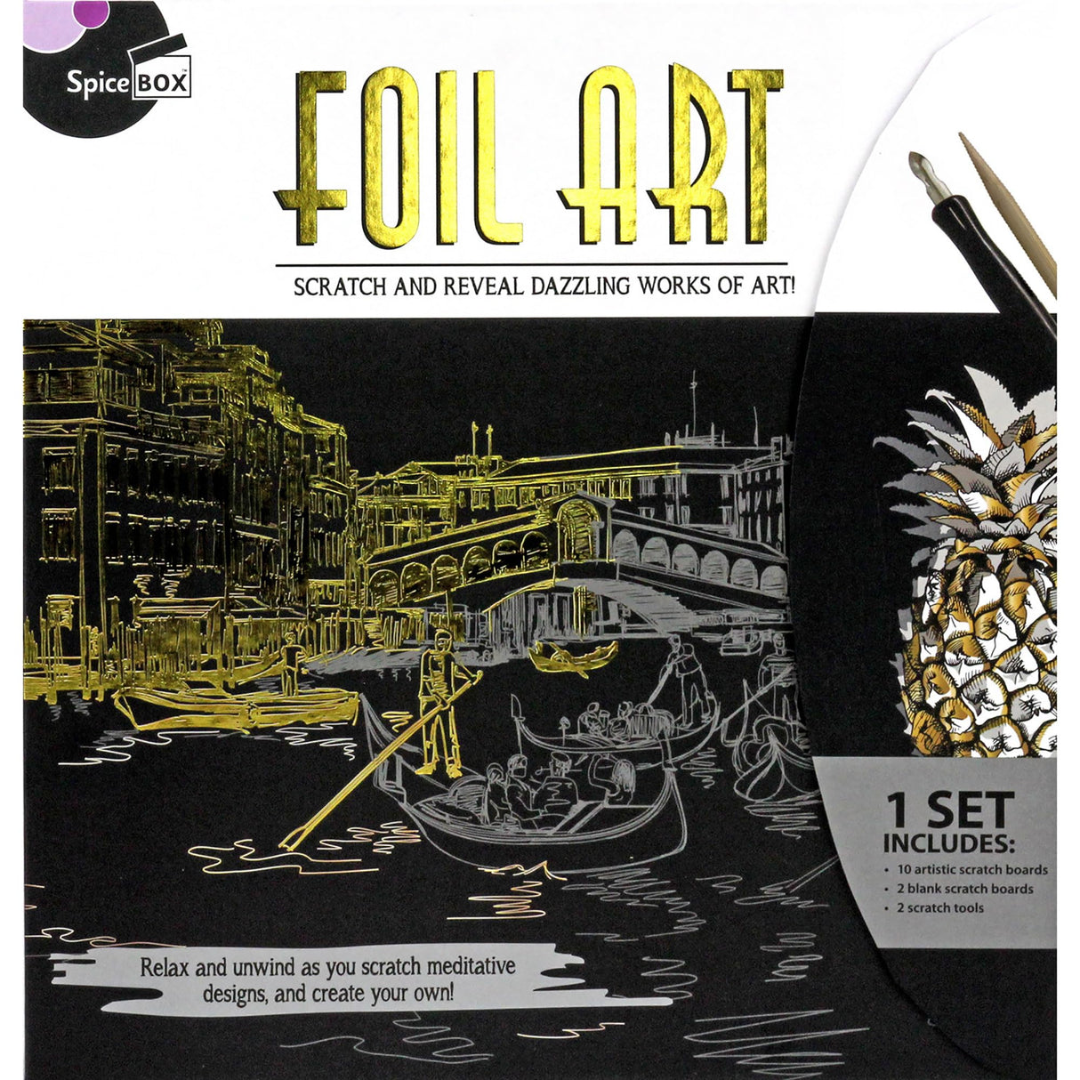 SpiceBox Sketch Plus: Foil Art Kit - Unleash Your Inner Artist with Shimmering Masterpieces SpiceBox