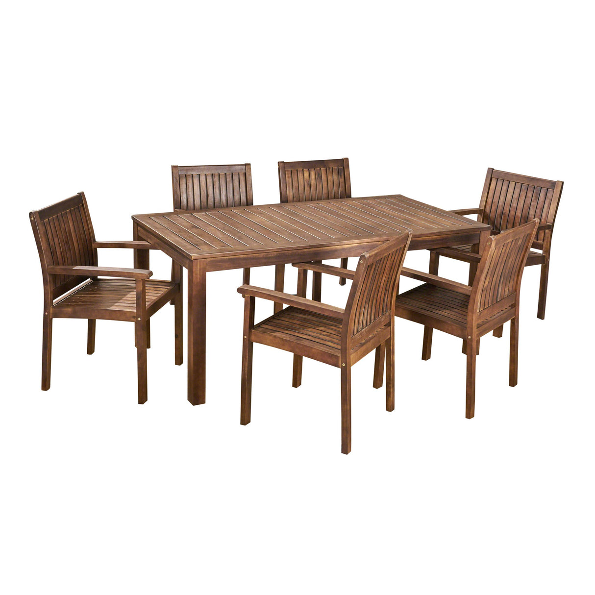 Christopher Knight Home Odin Outdoor 7-Piece Acacia Wood Dining Set, Dark Brown Christopher Knight Home